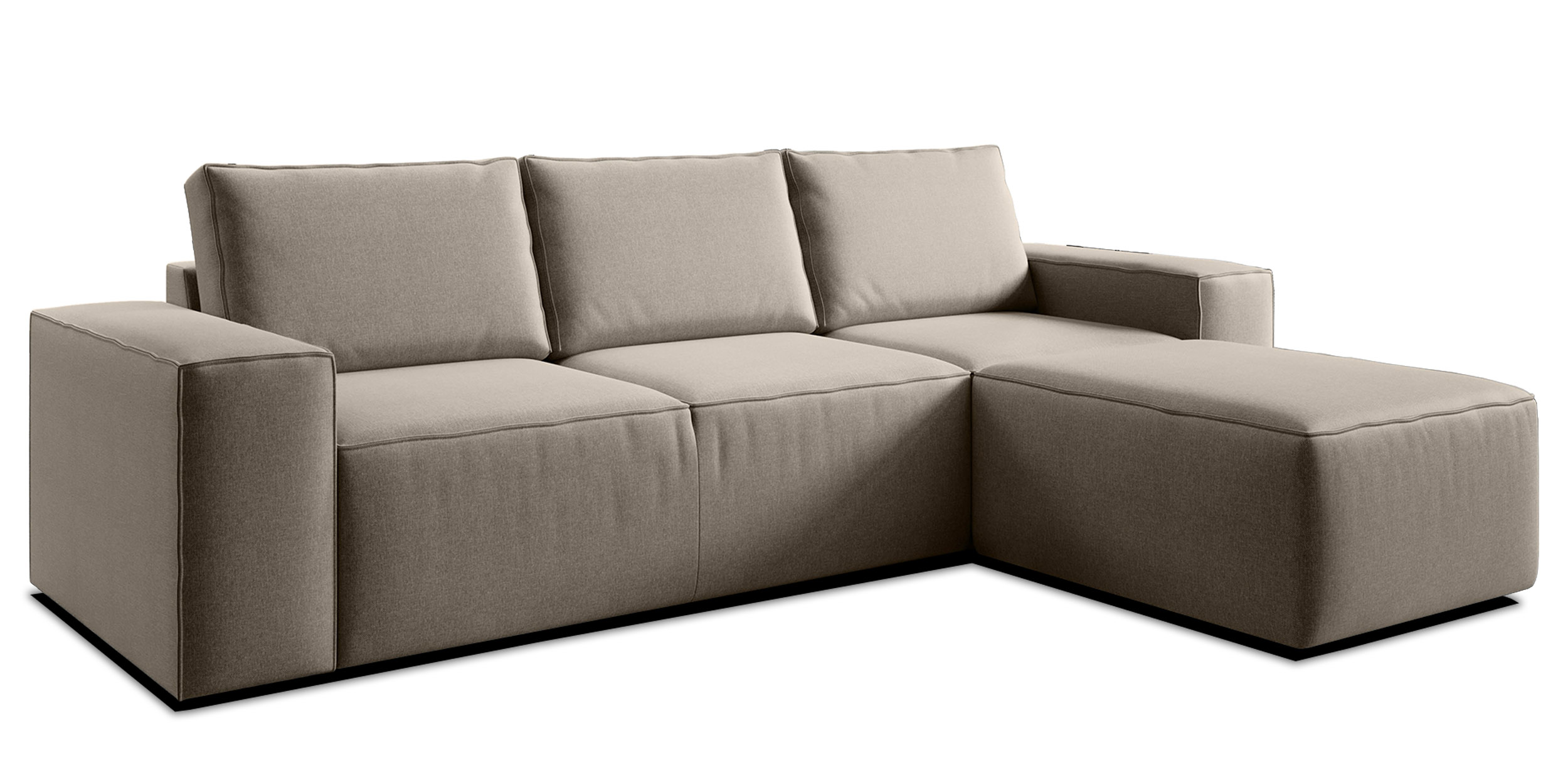 Narożnik z funkcją spania Munano L-kształtny z pojemnikiem beżowy plecionka prawostronny