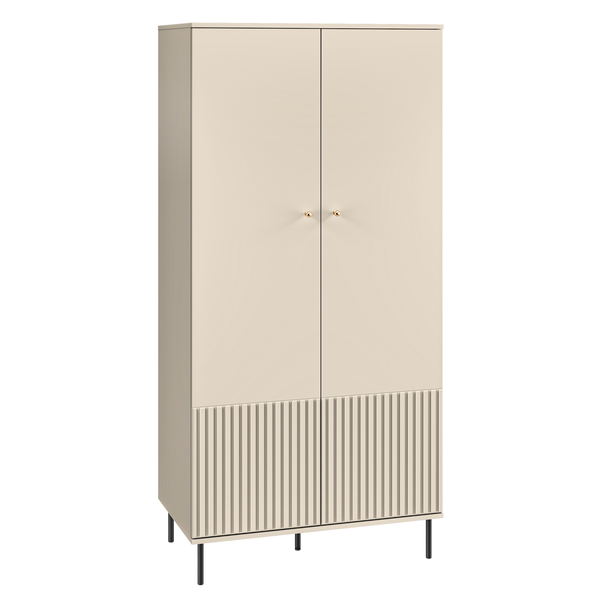 Szafa dwudrzwiowa Caletto 92 cm ozdobne lamele beżowa - zdjęcie 1