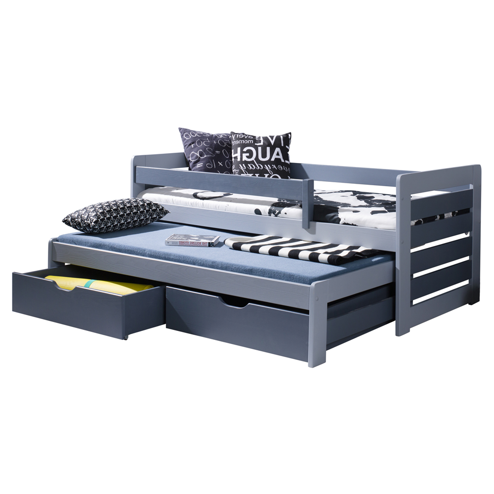 Łóżko młodzieżowe z dwoma posłaniami Frenso dwie szuflady Grafit/Szary - zdjęcie 1