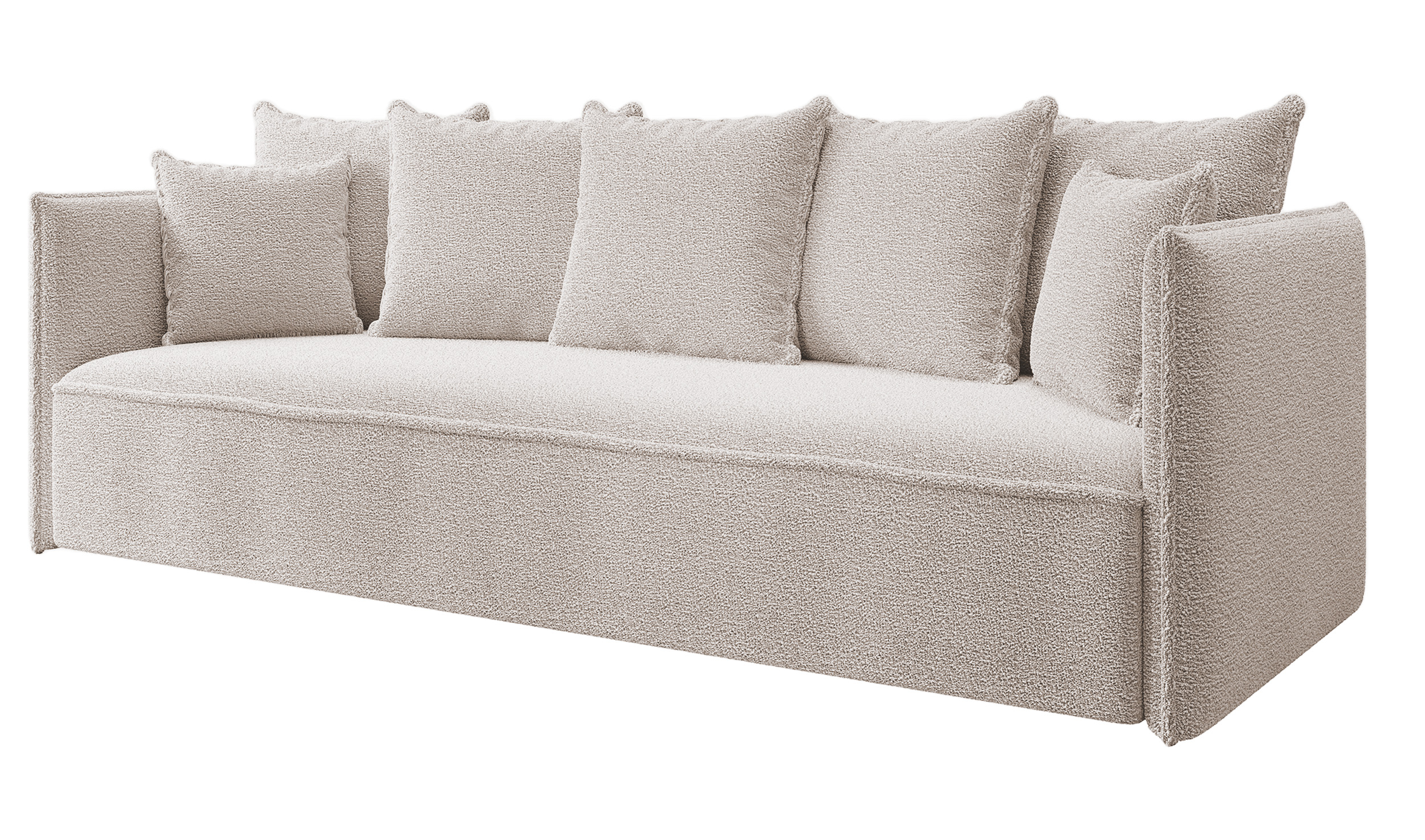 Kanapa rozkładana trzyosobowa Calabrio z pojemnikiem boucle beżowa - zdjęcie 1