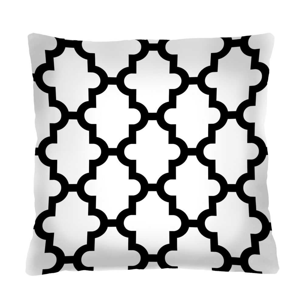 Poduszka dekoracyjna Diecca 40x40 cm biała w czarny wzór - zdjęcie 1