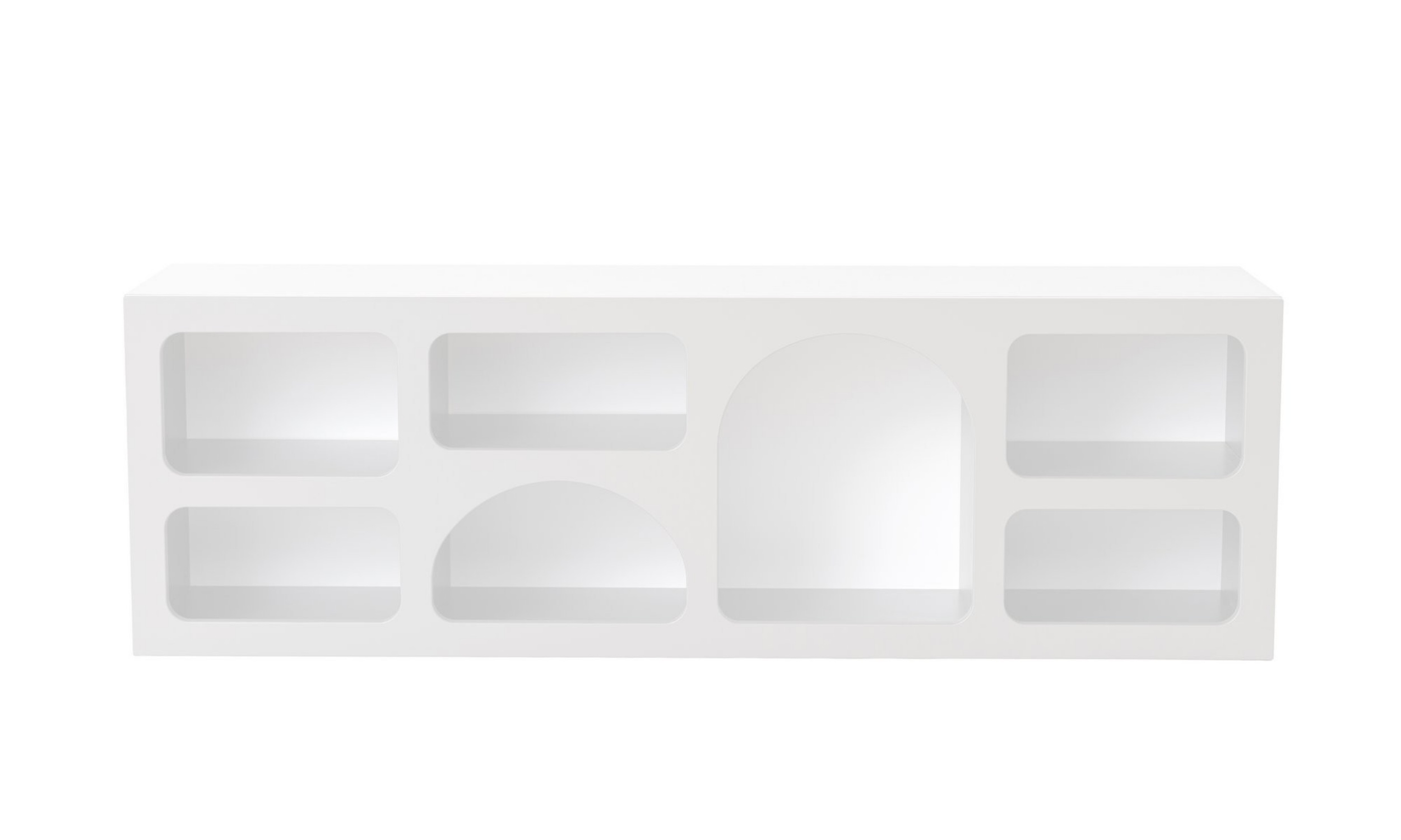 Szafka RTV Advilis 160 cm z siedmioma półkami biała - zdjęcie 1