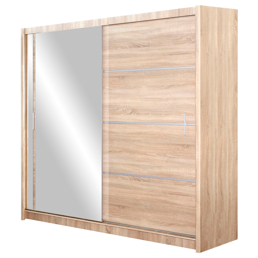 Szafa Tilava przesuwna z lustrem 203 cm Dąb sonoma jasny  - zdjęcie 1