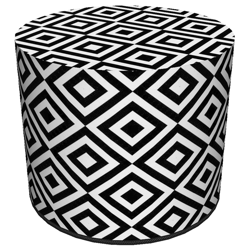 Pufa okrągła Fresvik czarno-białe kwadraty - zdjęcie 1