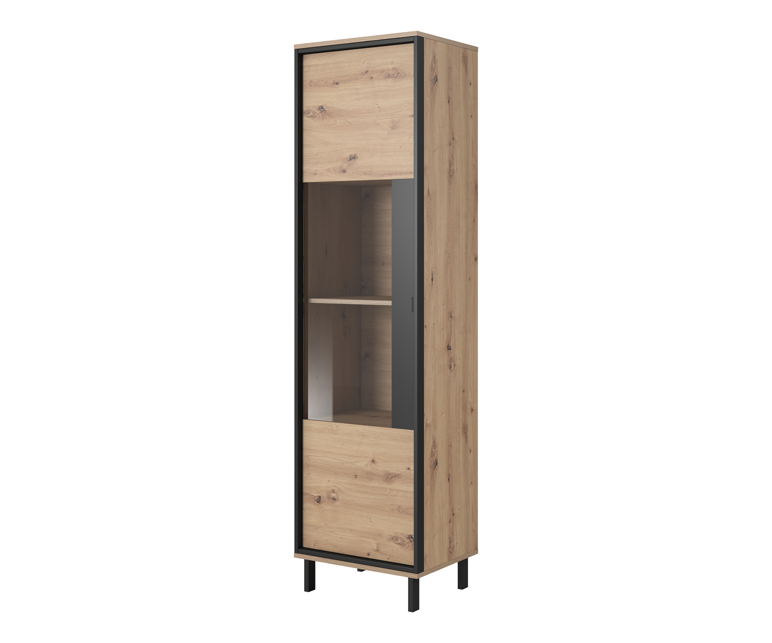 Witryna jednodrzwiowa Lendag 52 cm dąb Artisan z antracytowymi wstawkami - zdjęcie 1