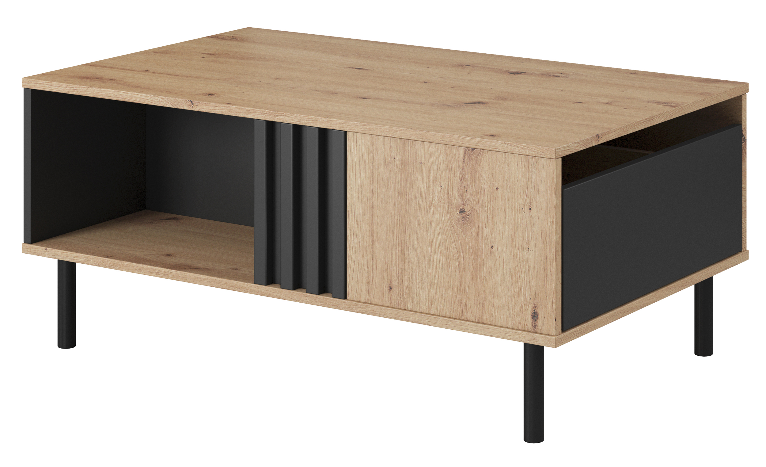 Ława kawowa Mellami 100x60 cm dąb artisan/antracyt lamele - zdjęcie 1