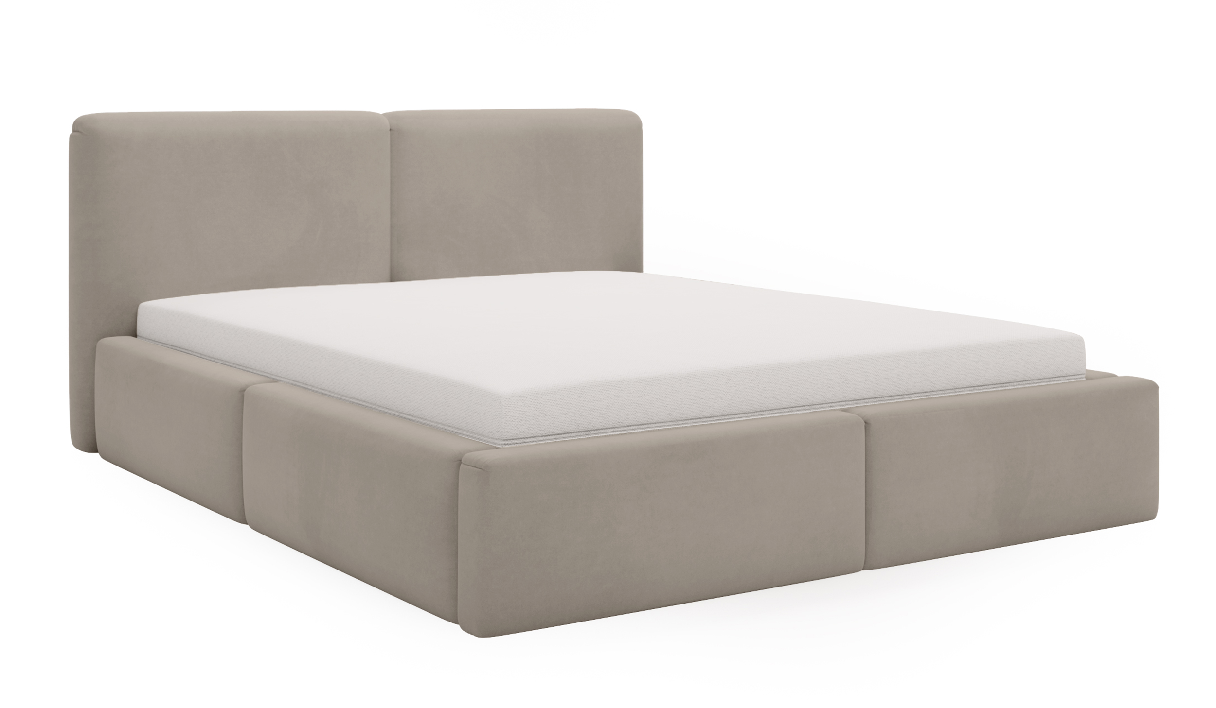 Łóżko tapicerowane 160x200 cm Papillo z pojemnikiem stelaż metalowy ciemnobeżowe welur - zdjęcie 1