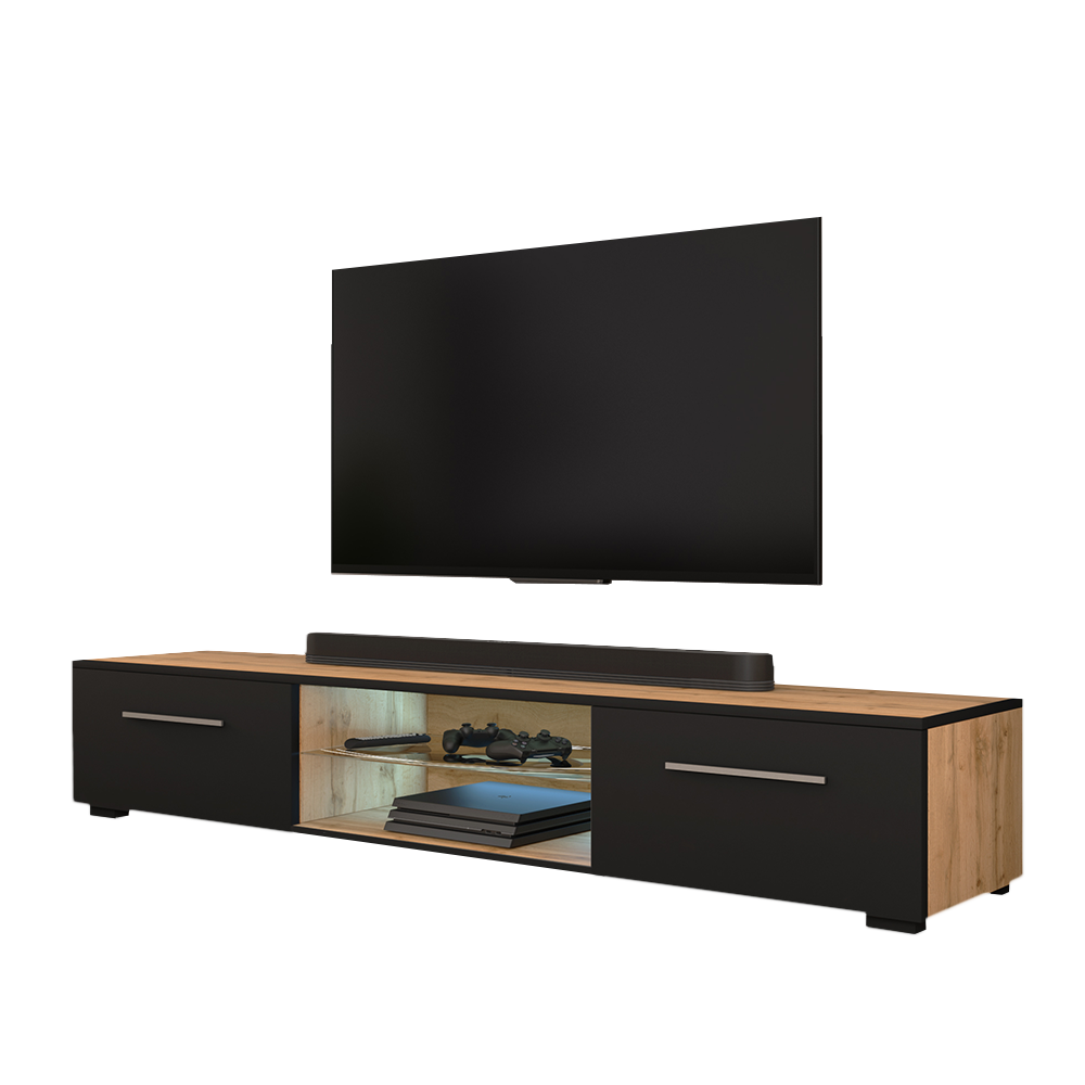 Szafka RTV Syvis Dąb wotan / Czarny mat 