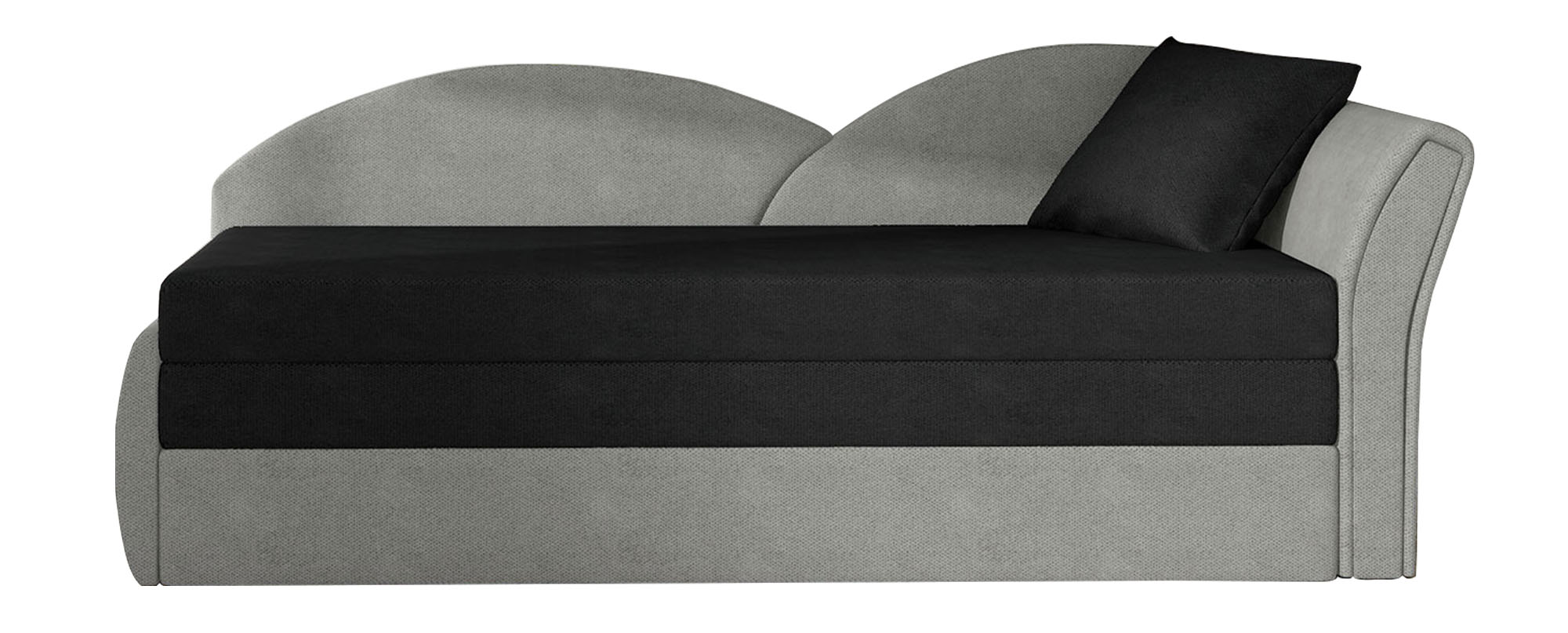 Kanapa rozkładana Adel z pojemnikiem czarna / szara welur prawostronna - zdjęcie 1