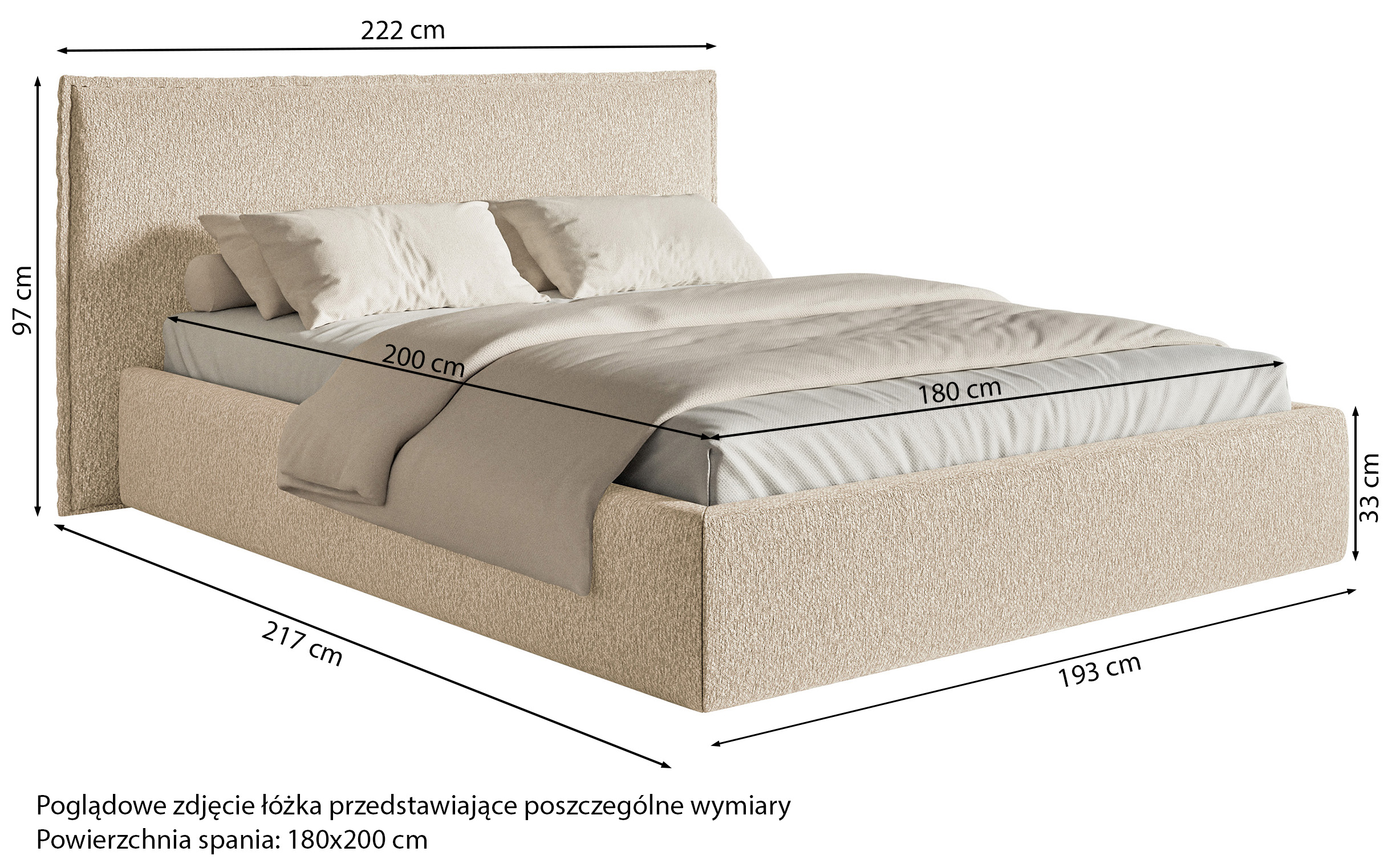 Łóżko tapicerowane 180x200 cm Softie błękitne szenil