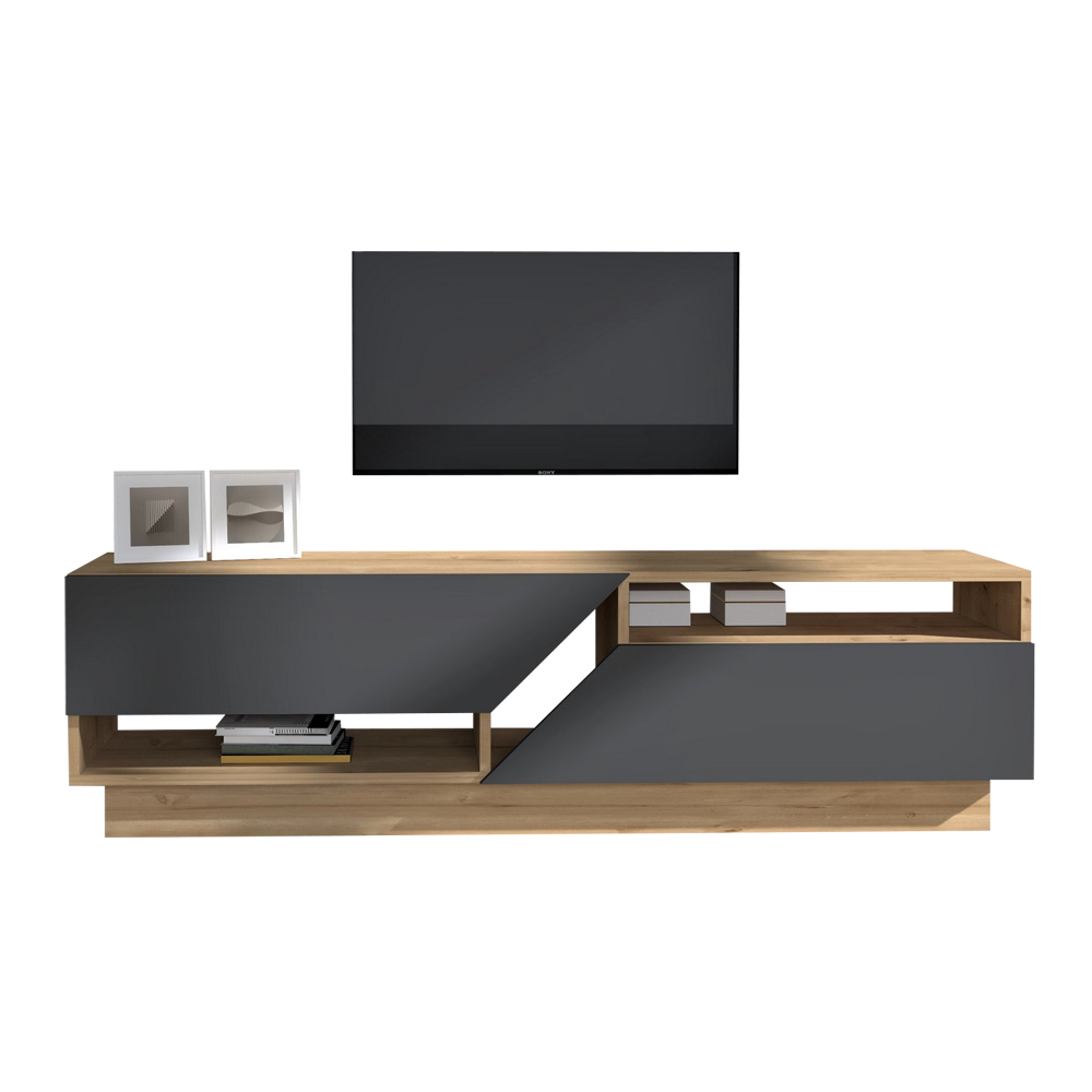 Szafka RTV Japres 160 cm orzech/antracyt - zdjęcie 1