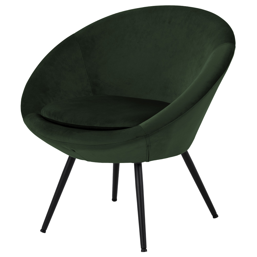 Fotel kubełkowy Celanic zielony welur na metalowych nóżkach