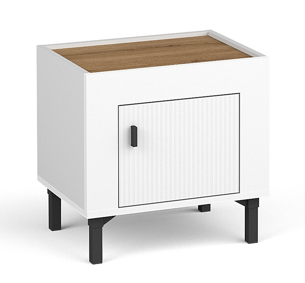 Szafka nocna Lammila biały / dąb whisky - zdjęcie 1