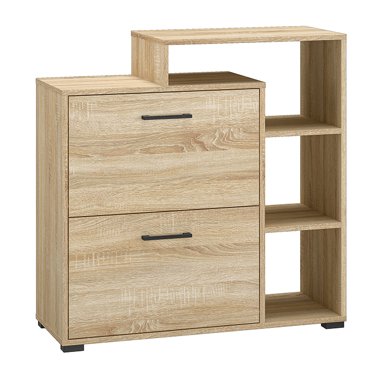 Szafka na buty Mafro z półkami i dwoma schowkami 90 cm Sonoma jasna - zdjęcie 1