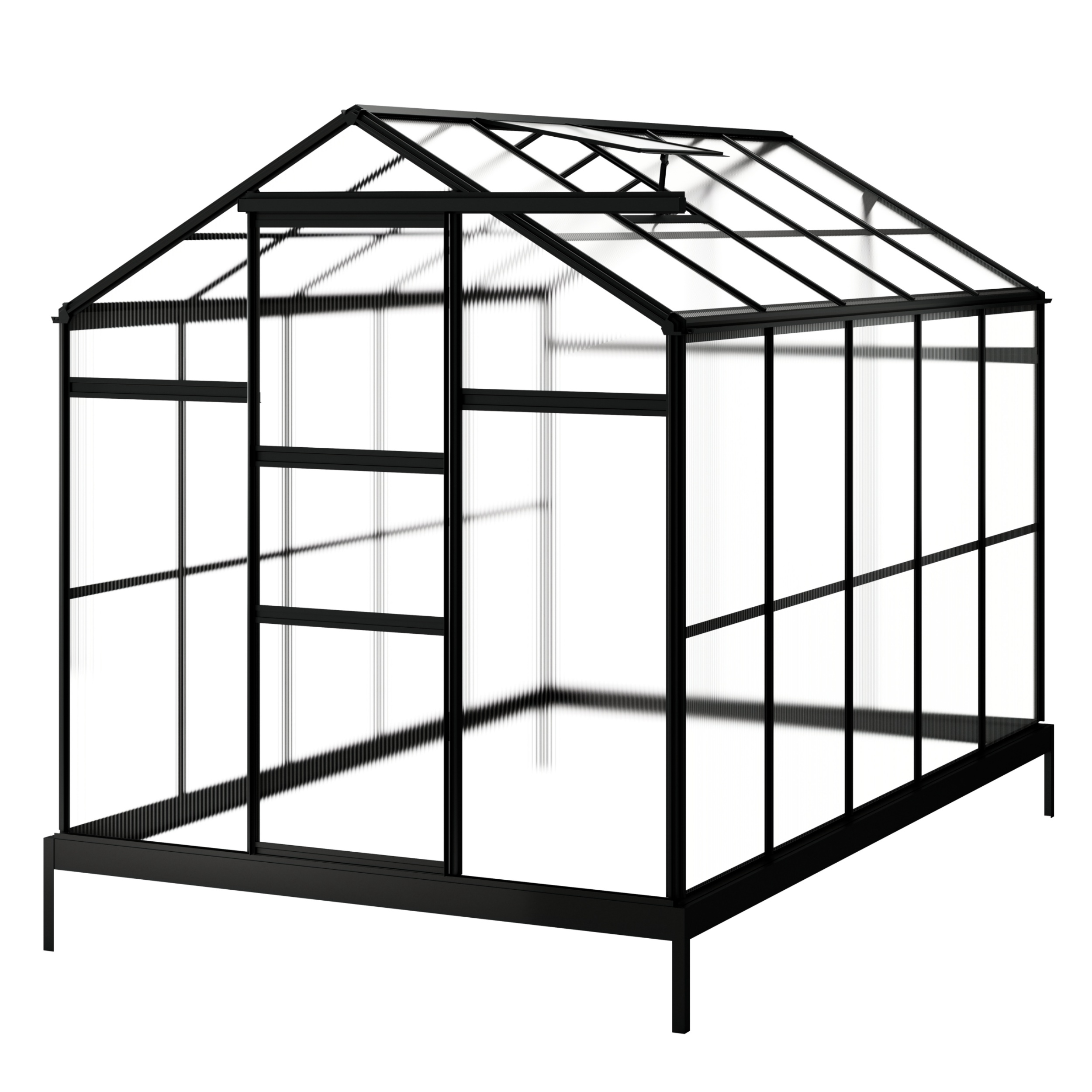 Szklarnia ogrodowa aluminiowa poliwęglanowa 5,6 m2 pięciosekcyjna z fundamentem 184x305 cm czarna - zdjęcie 1