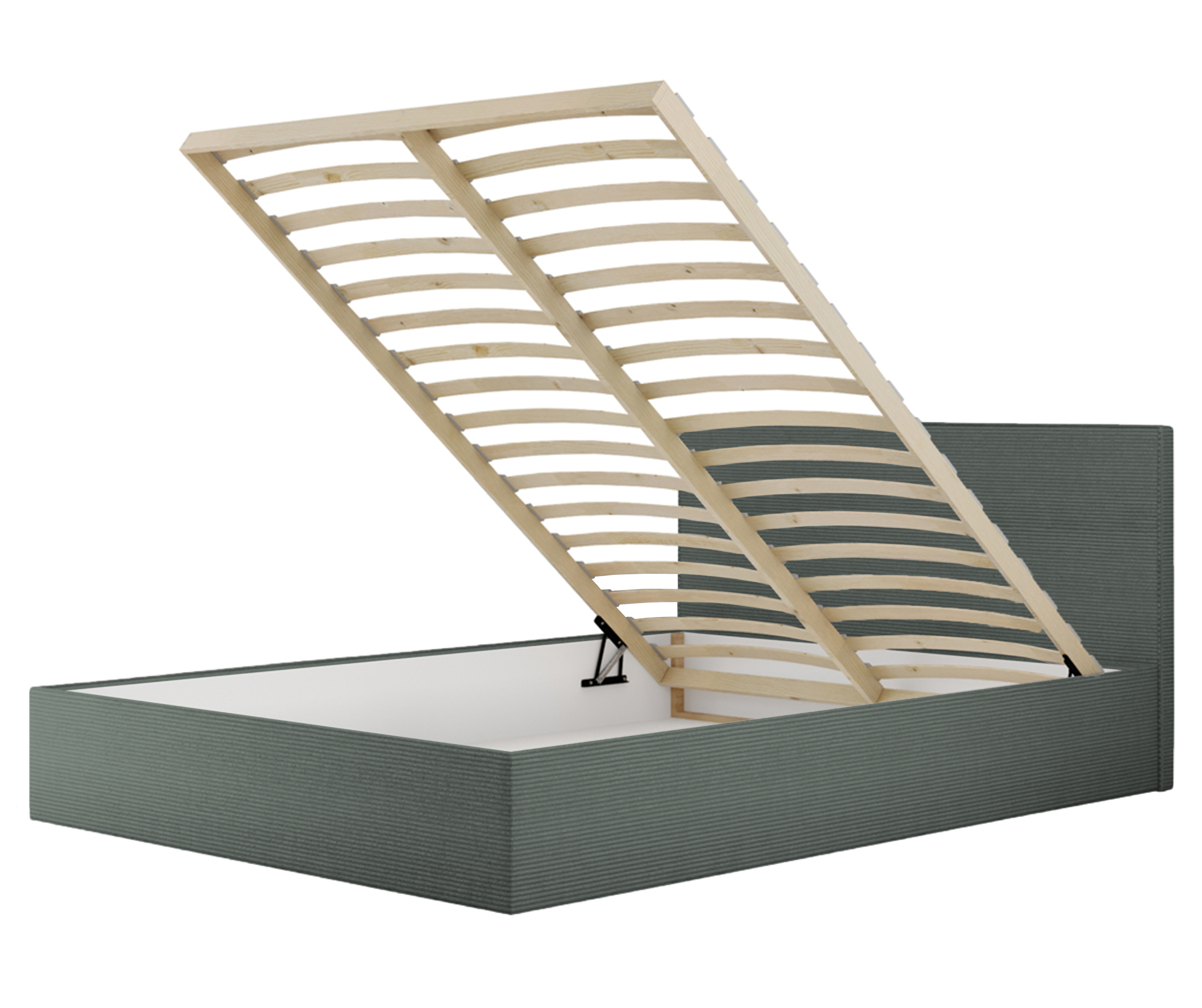 Łóżko tapicerowane 120x200 cm Campile z pojemnikiem szare sztruks - zdjęcie 1