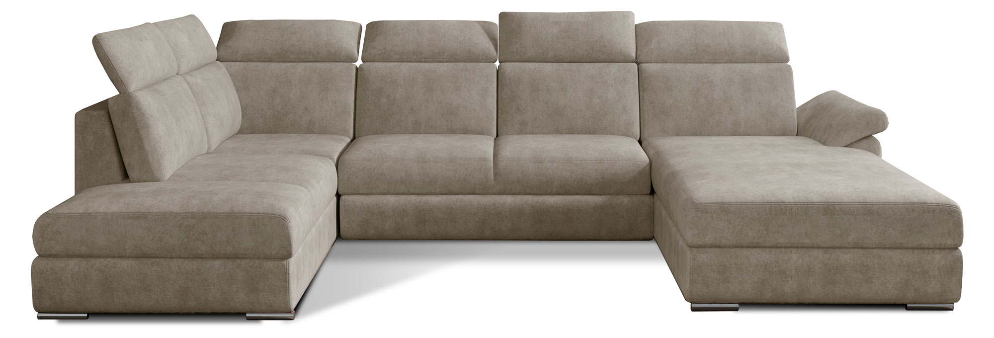 Narożnik z funkcją spania Rablisa U-kształtny z pojemnikiem beżowy prawostronny - zdjęcie 1