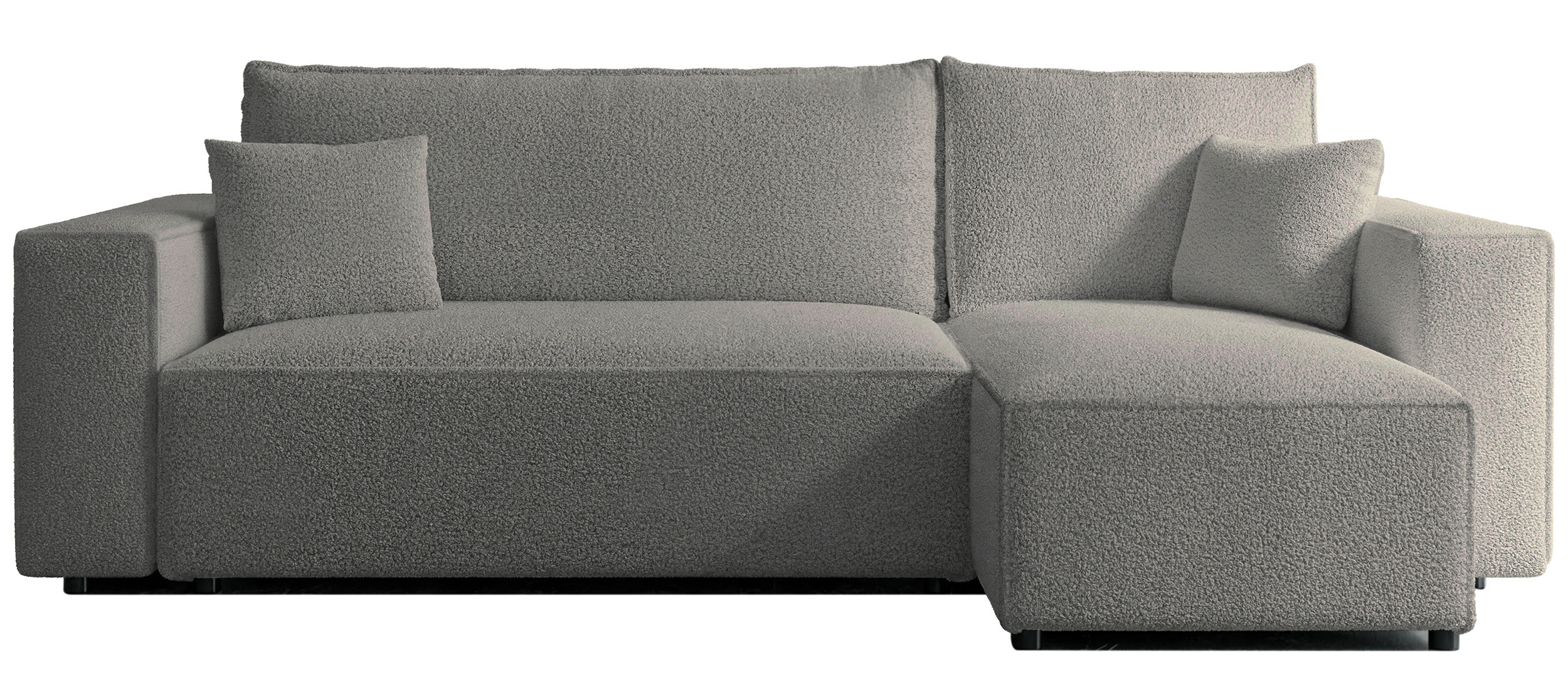 Narożnik z funkcją spania Scarlo L-kształtny uniwersalny z pojemnikiem jasnobrązowy boucle