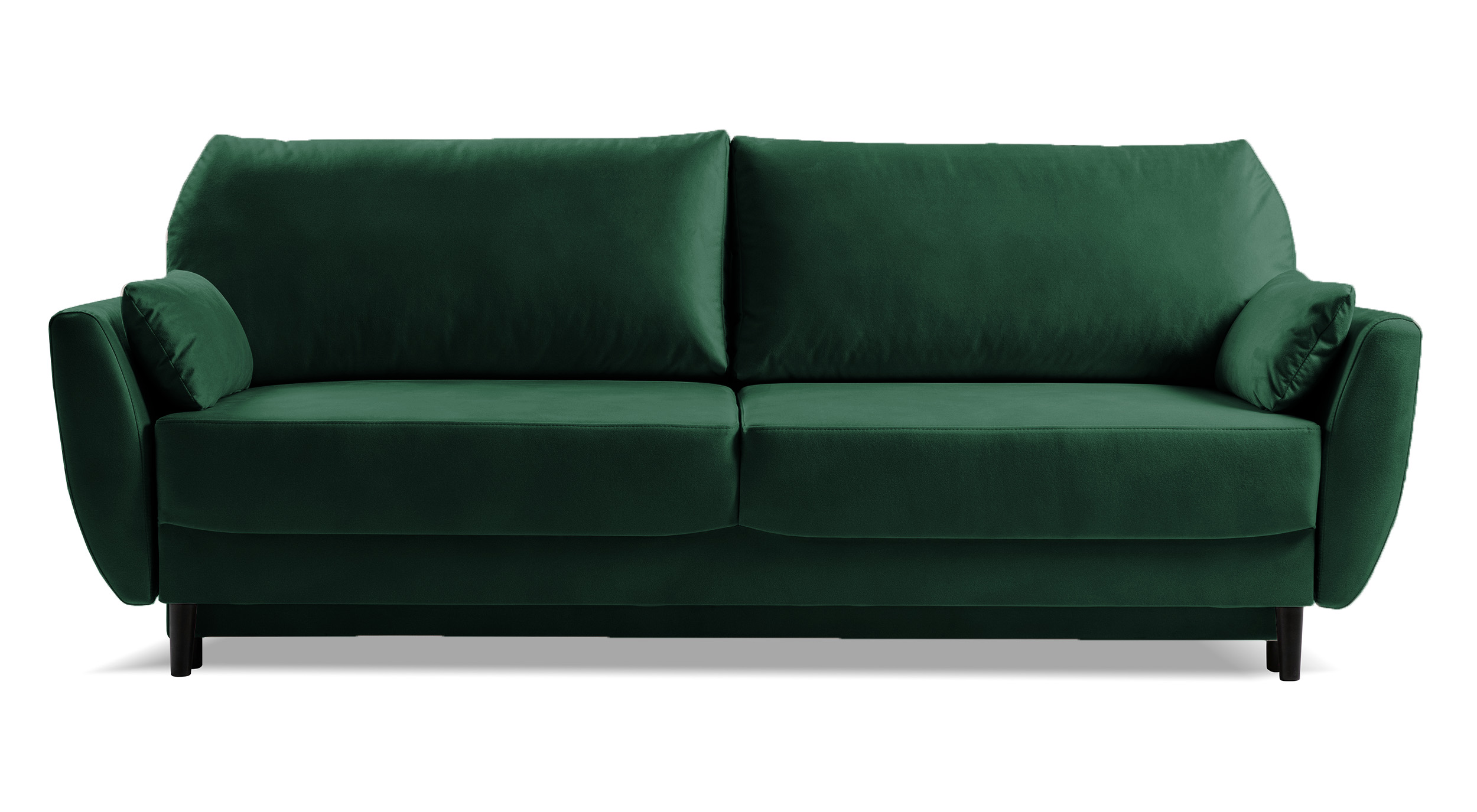 Kanapa rozkładana trzyosobowa Toivola z pojemnikiem ciemnozielona velvet hydrofobowa - zdjęcie 1