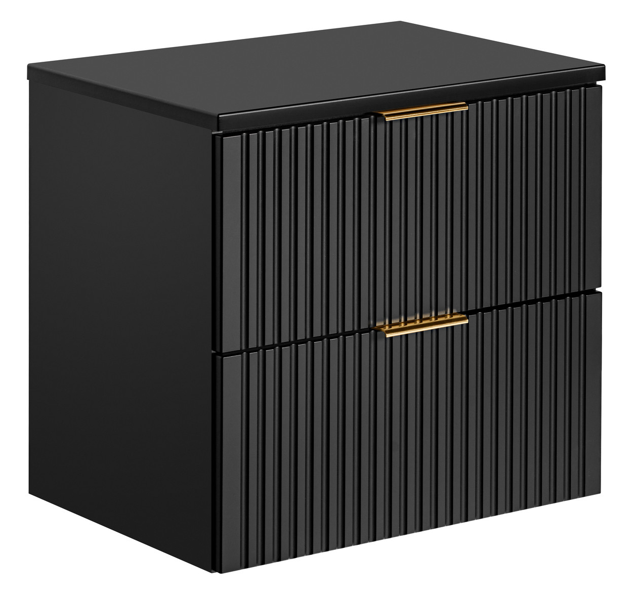 Szafka pod umywalkę Temirni 60 cm czarna ze złotymi uchwytami lamele - zdjęcie 1