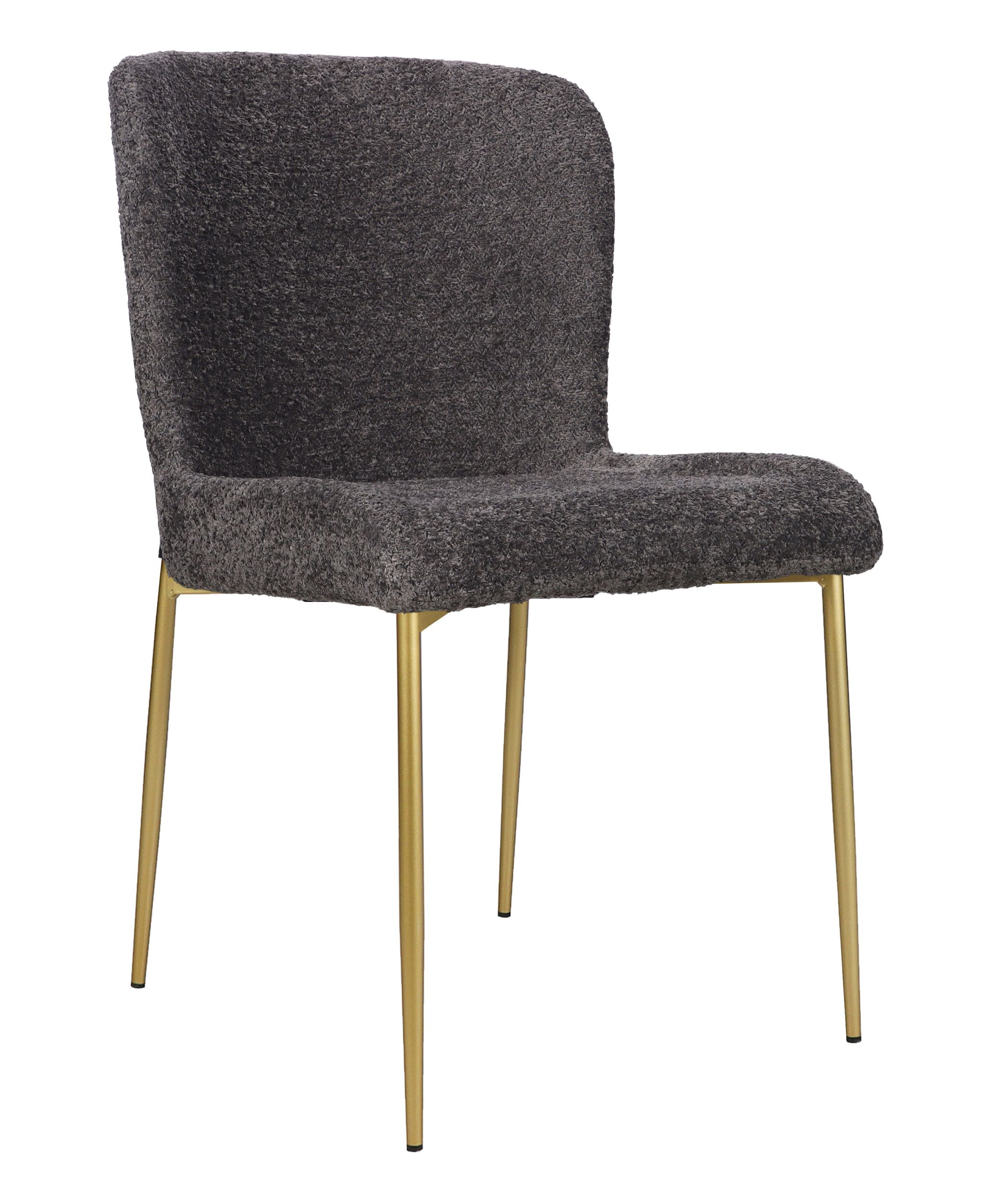 Krzesło tapicerowane Neul szara bouclé na złotych nogach - zdjęcie 1