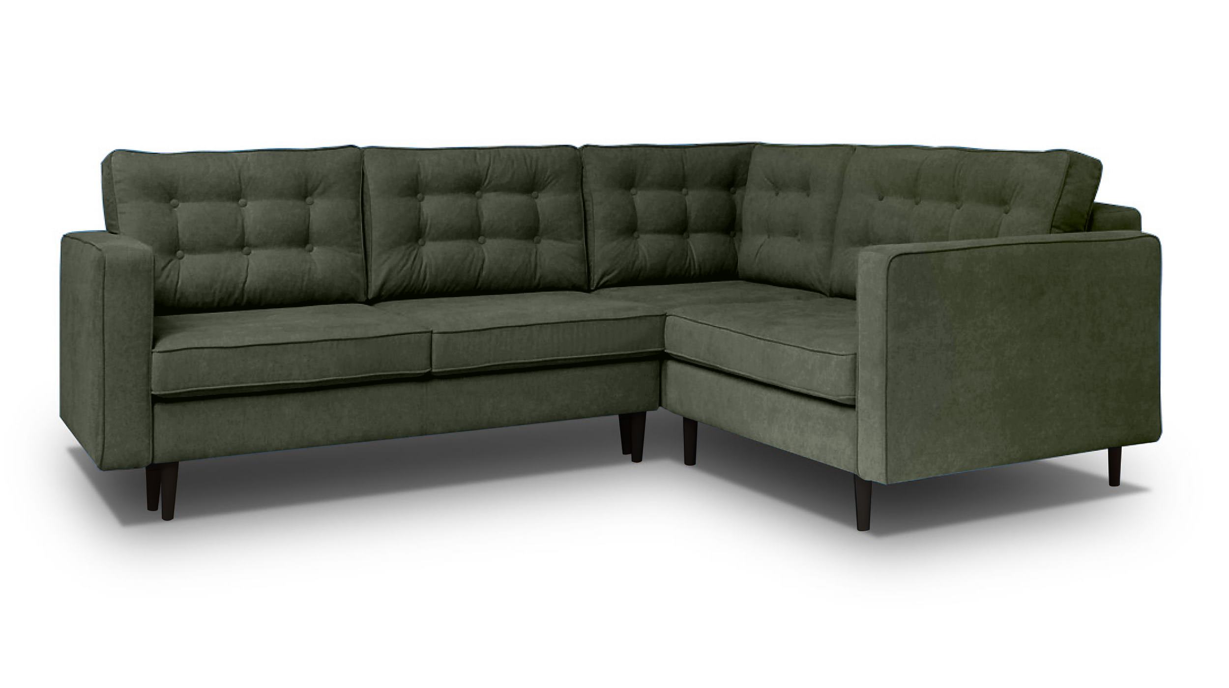 Narożnik z funkcją spania Juttic 250 cm L-kształtny z pojemnikiem oliwkowy plecionka hydrofobowa prawostronny - zdjęcie 1