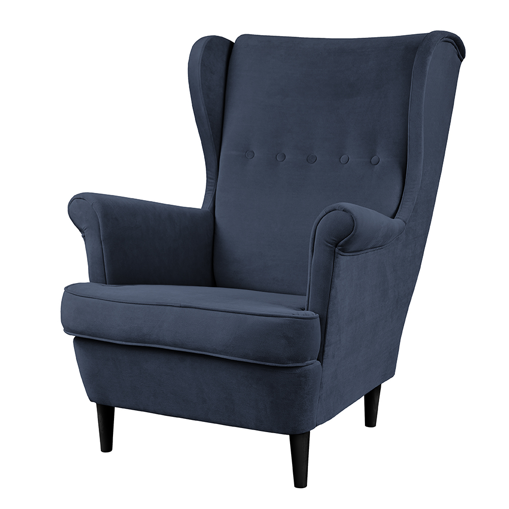 Fotel uszak Malmo granatowy w tkaninie Easy Clean - zdjęcie 1