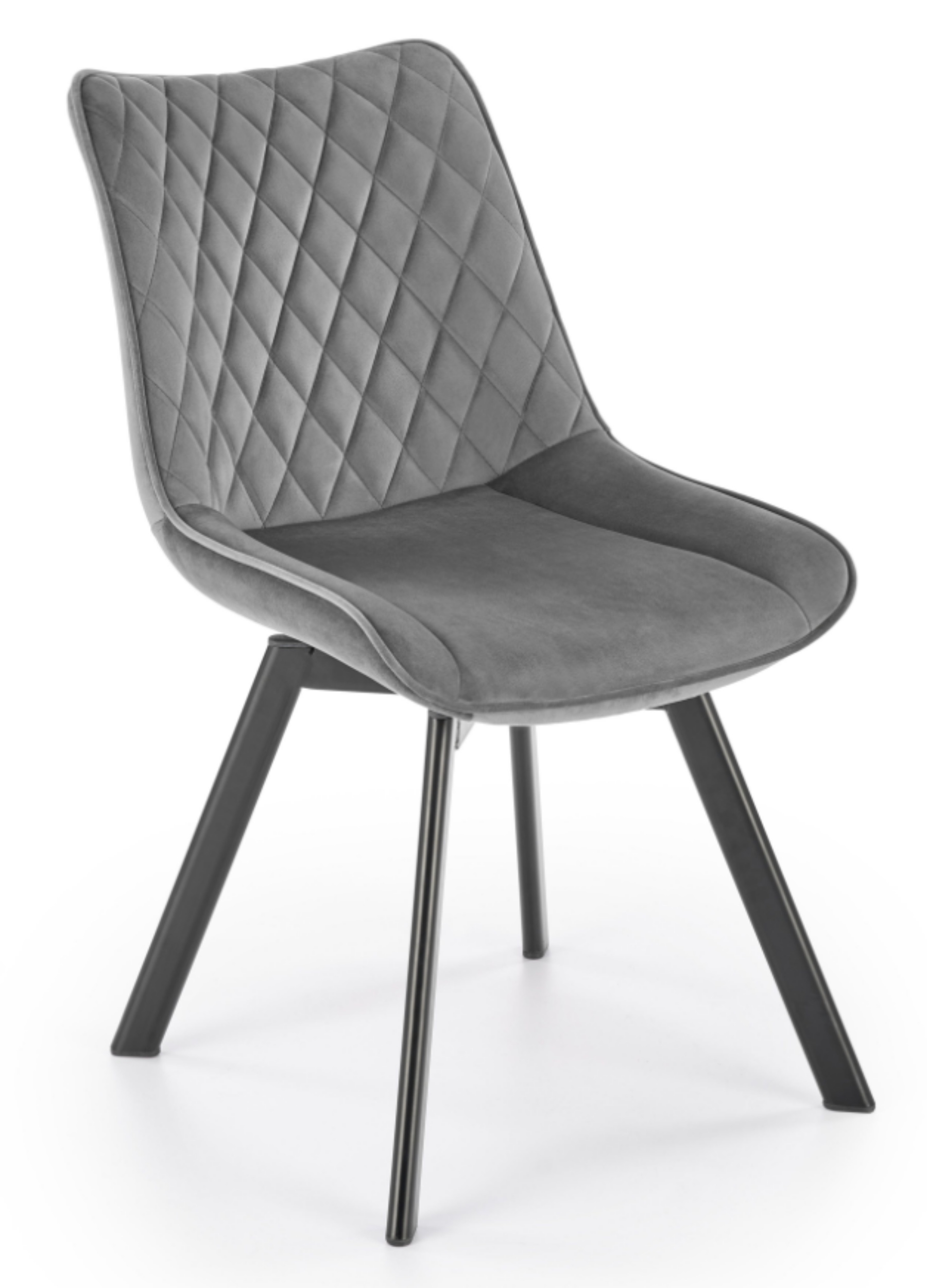 Krzesło tapicerowane Chanen z ozdobnym pikowaniem popielate - zdjęcie 1