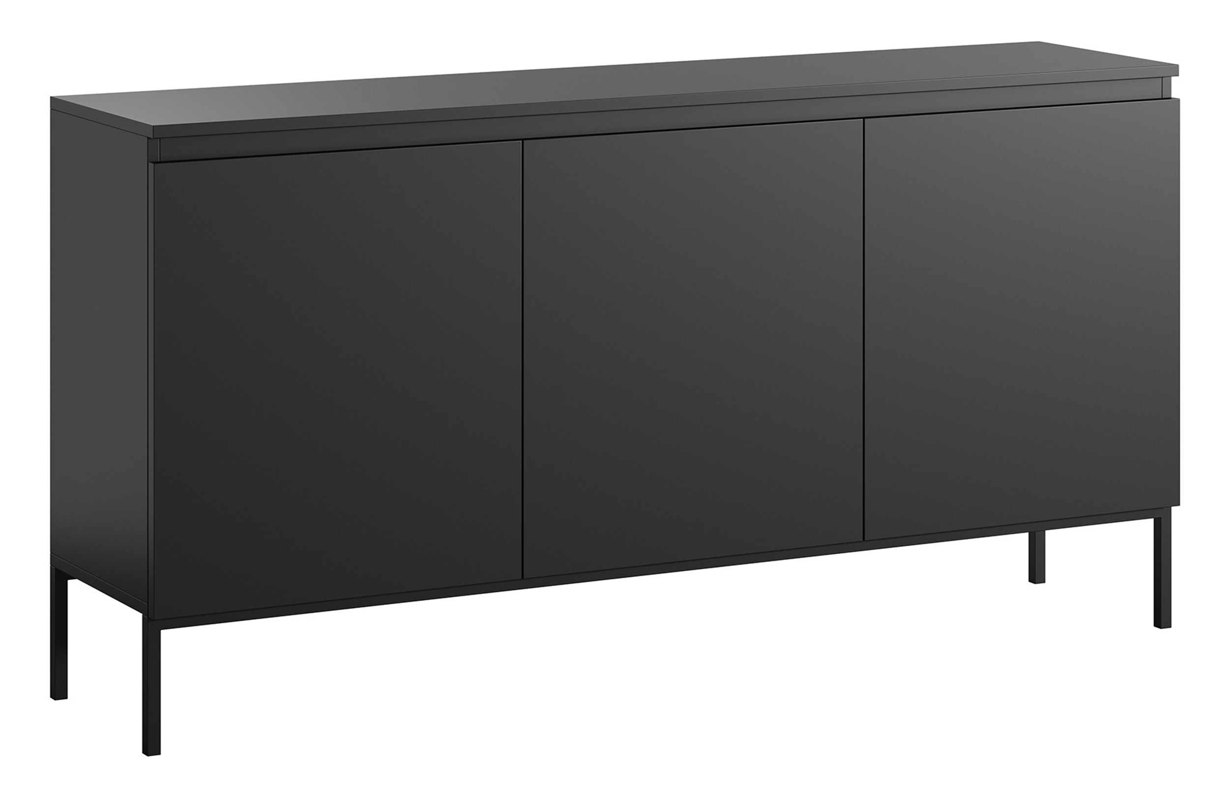 Commode à trois portes Bemmi 150 cm noire avec pieds noirs