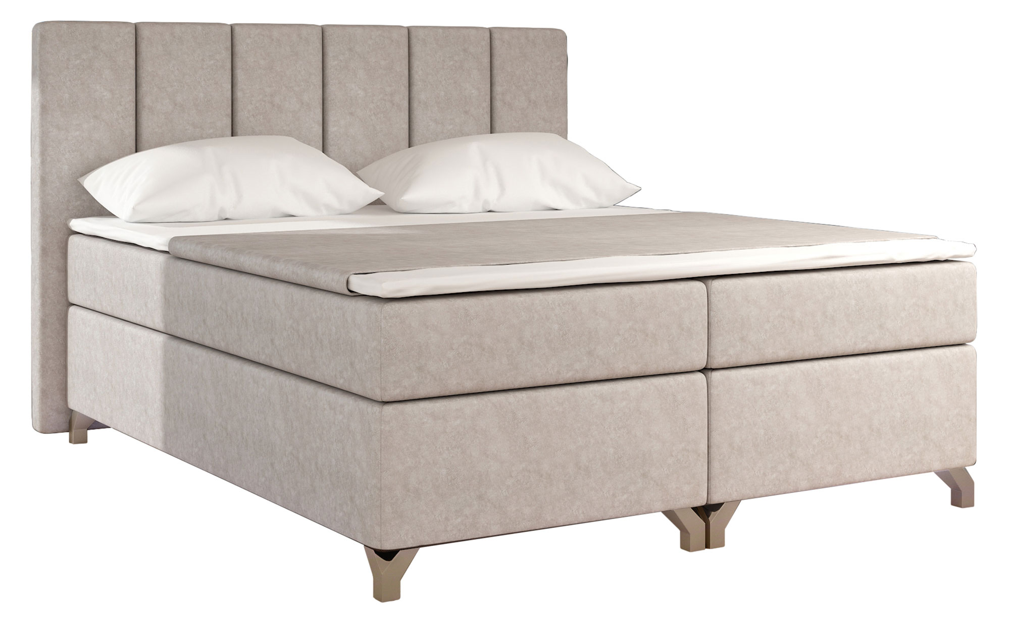 Łóżko kontynentalne Zonti 180x200 cm z pojemnikiem beżowe - zdjęcie 1