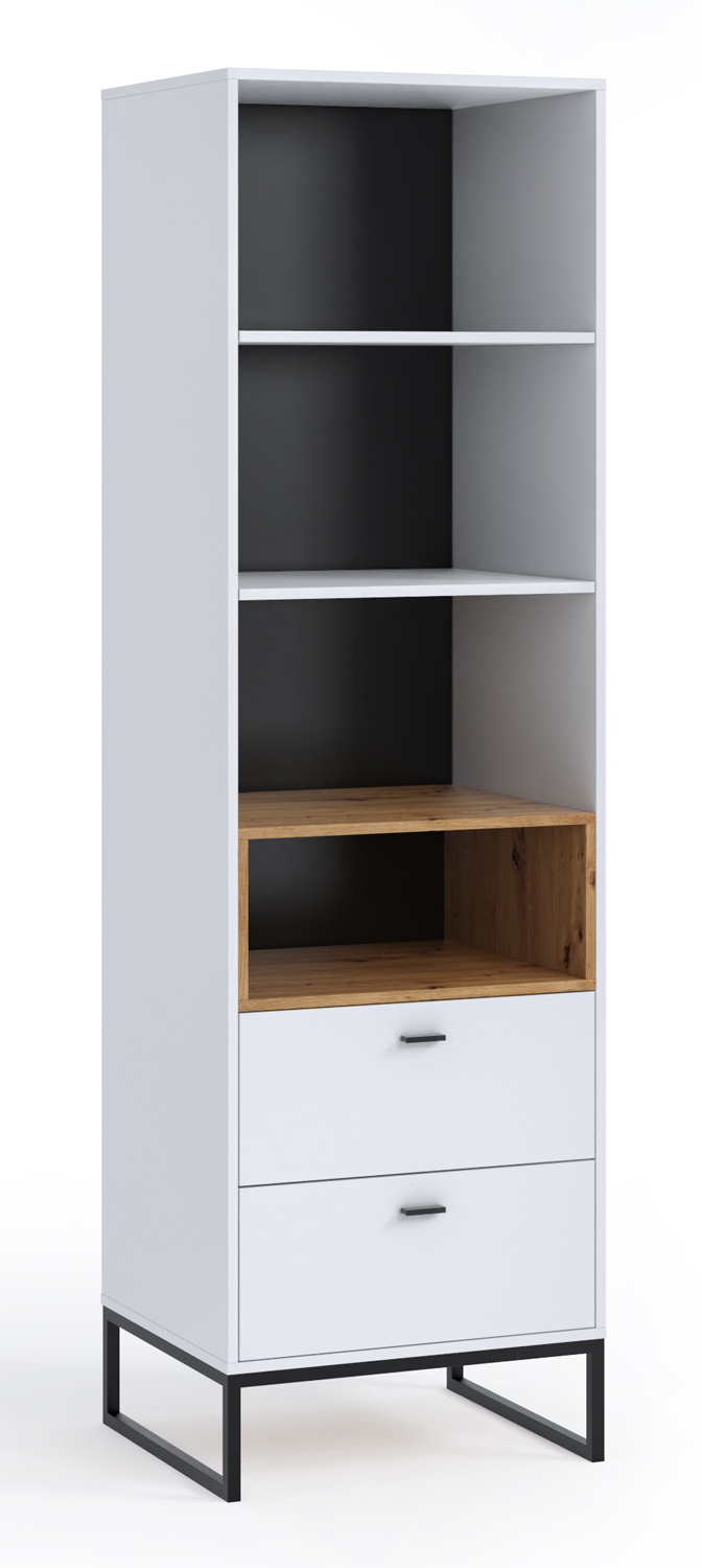 Regał Bonila z szufladami biały / dąb artisan - zdjęcie 1