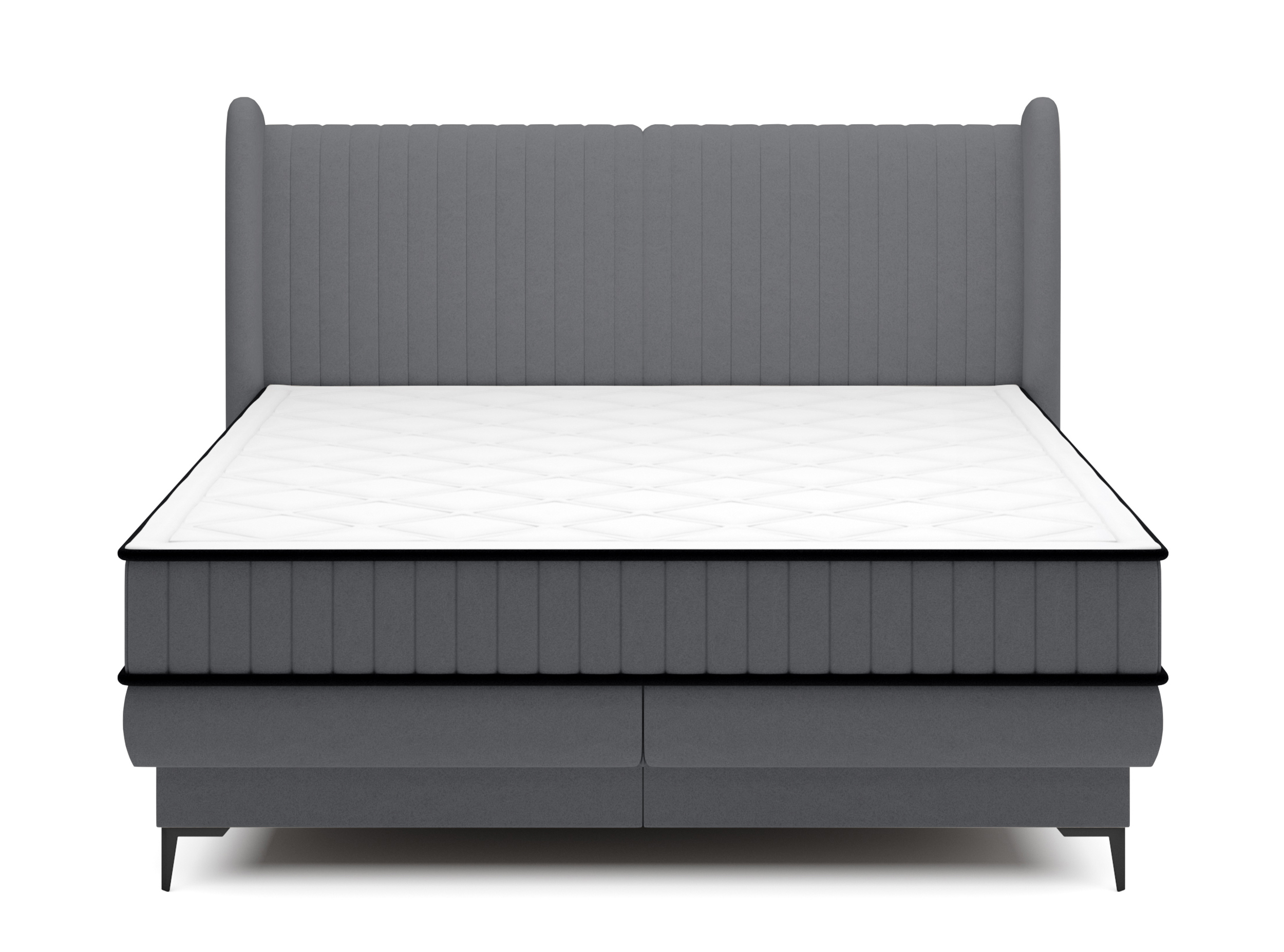 Łóżko kontynentalne 160x200 cm Daliano z pojemnikiem ciemnoszary welur - zdjęcie 1