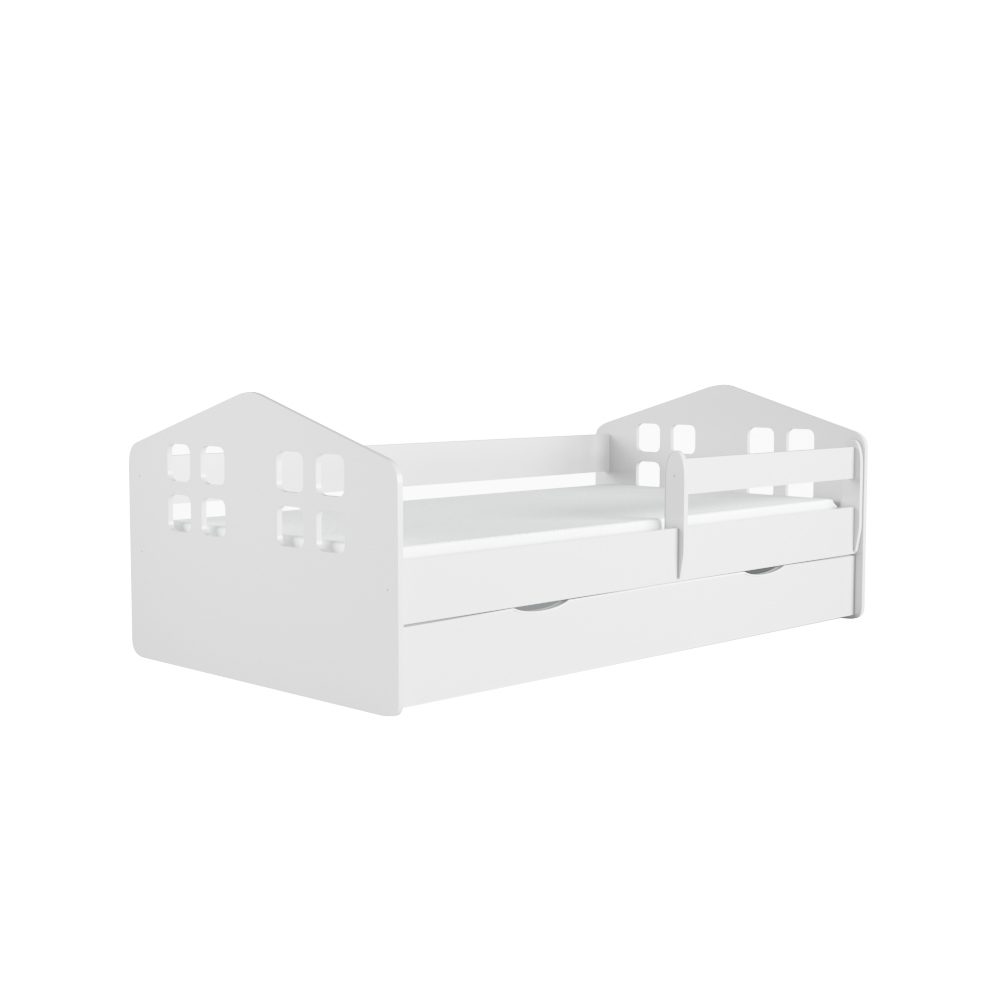 Łóżko dziecięce Bubup 140x80 cm z materacem białe - zdjęcie 1