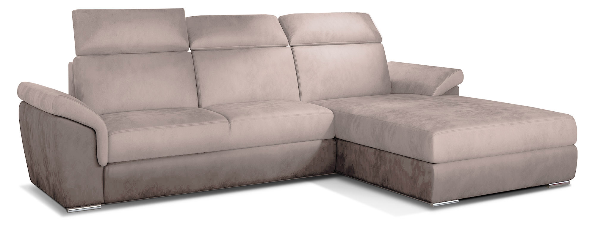 Narożnik z funkcją spania Hogweed L-kształtny z pojemnikiem beżowy welwet łatwoczyszczący prawostronny - zdjęcie 1