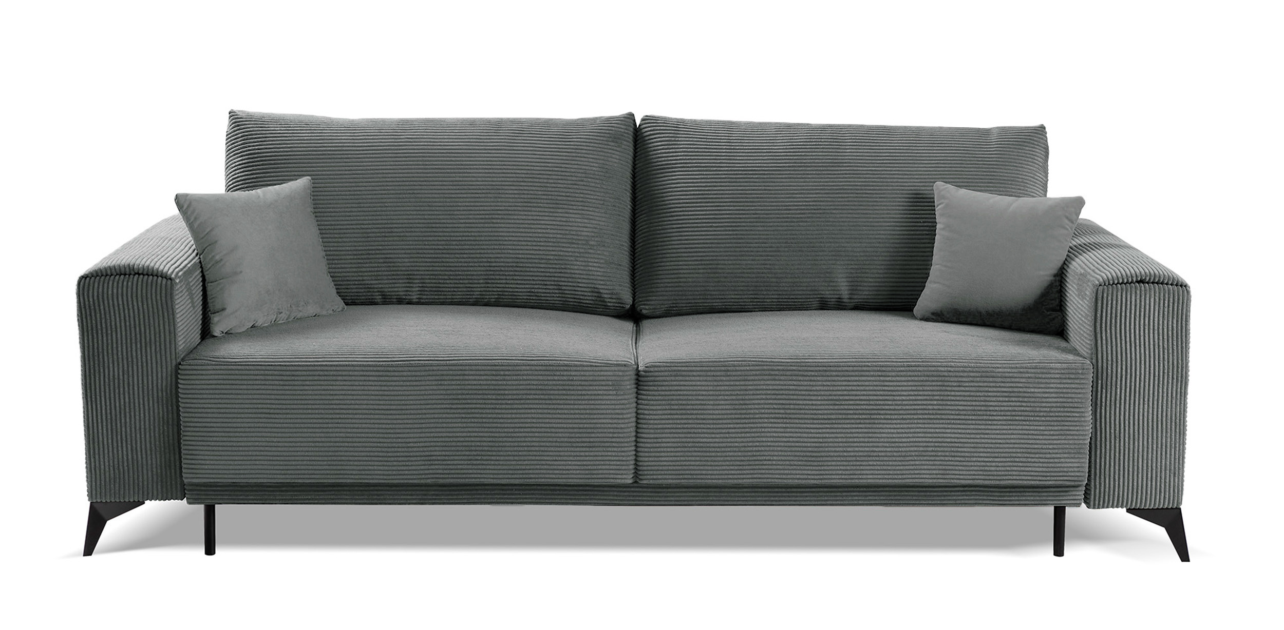 Kanapa rozkładana trzyosobowa Jokiranta z pojemnikiem szara sztruks - zdjęcie 1