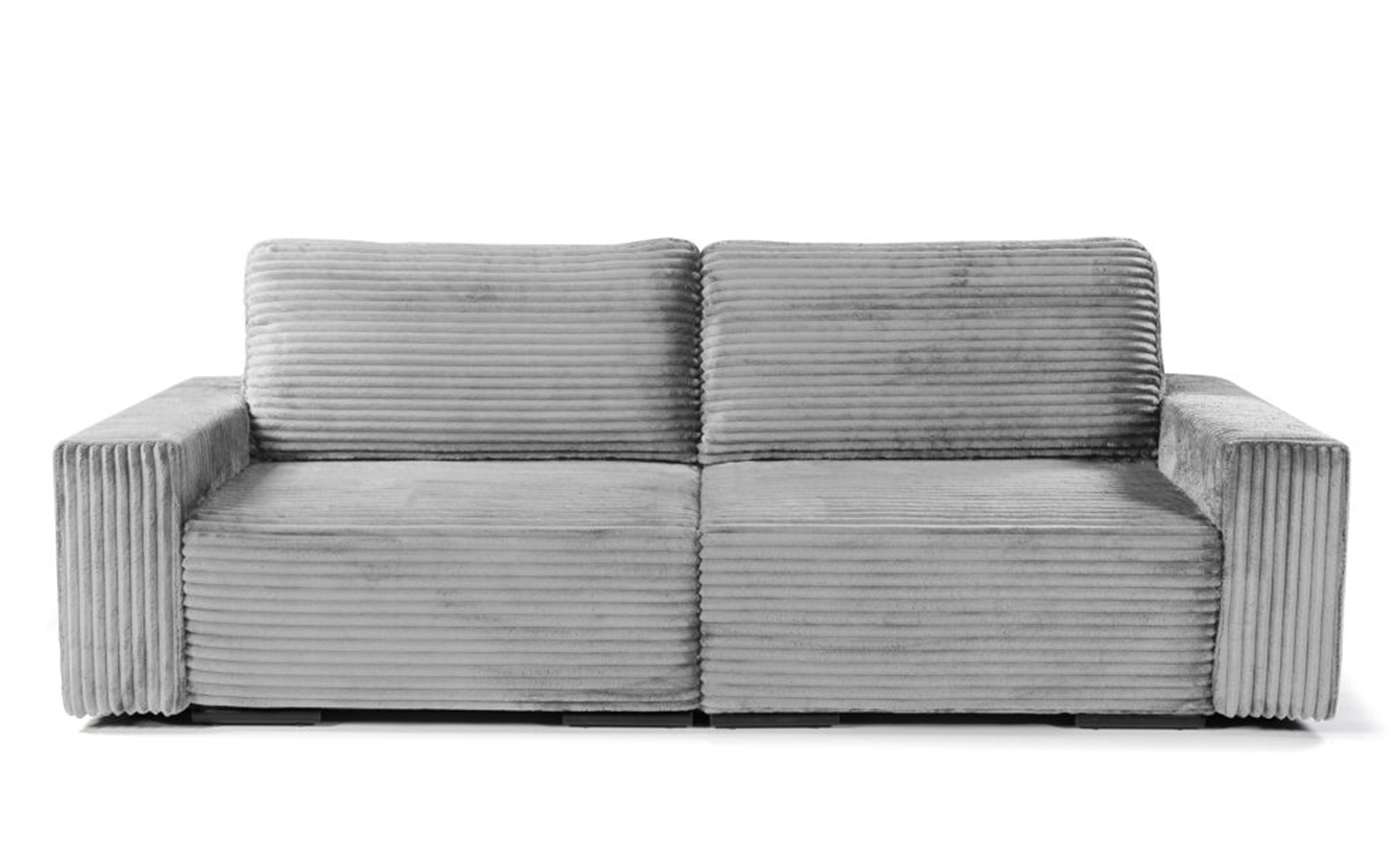 Kanapa rozkładana trzyosobowa Catalista Big szara z pojemnikiem gruby sztruks nogi srebrne - zdjęcie 1