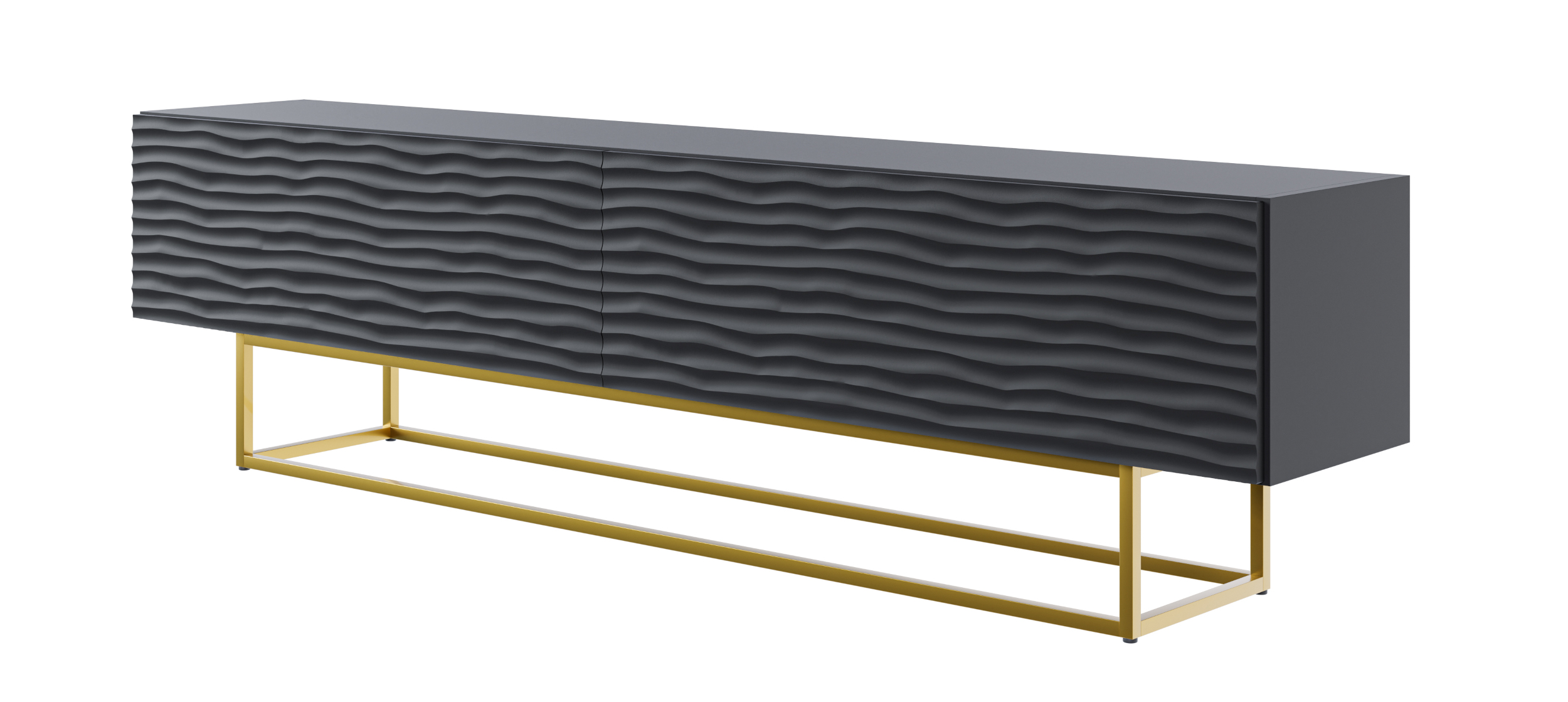 Szafka RTV Wavio ze złotymi nogami 175 cm Czarny - zdjęcie 1