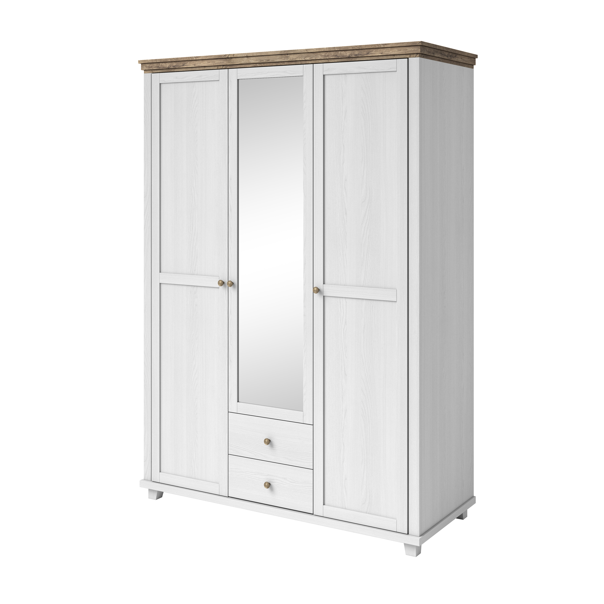 Szafa z lustrem trzydrzwiowa Euglia jesion Abisko ze wstawką dąb Lefkas - zdjęcie 1