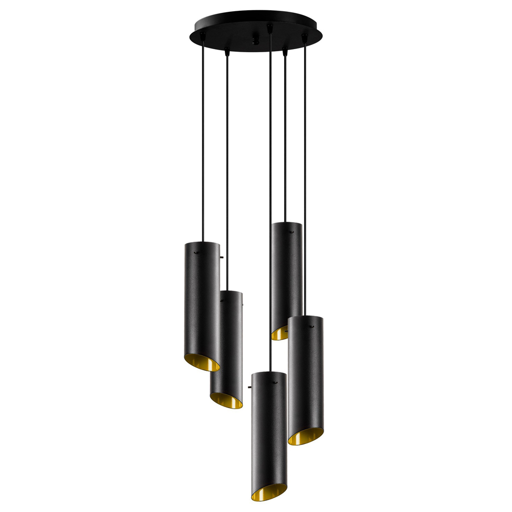 Lampa sufitowa Rientaki x5 spoty na okrągłej podsufitce czarna - zdjęcie 1