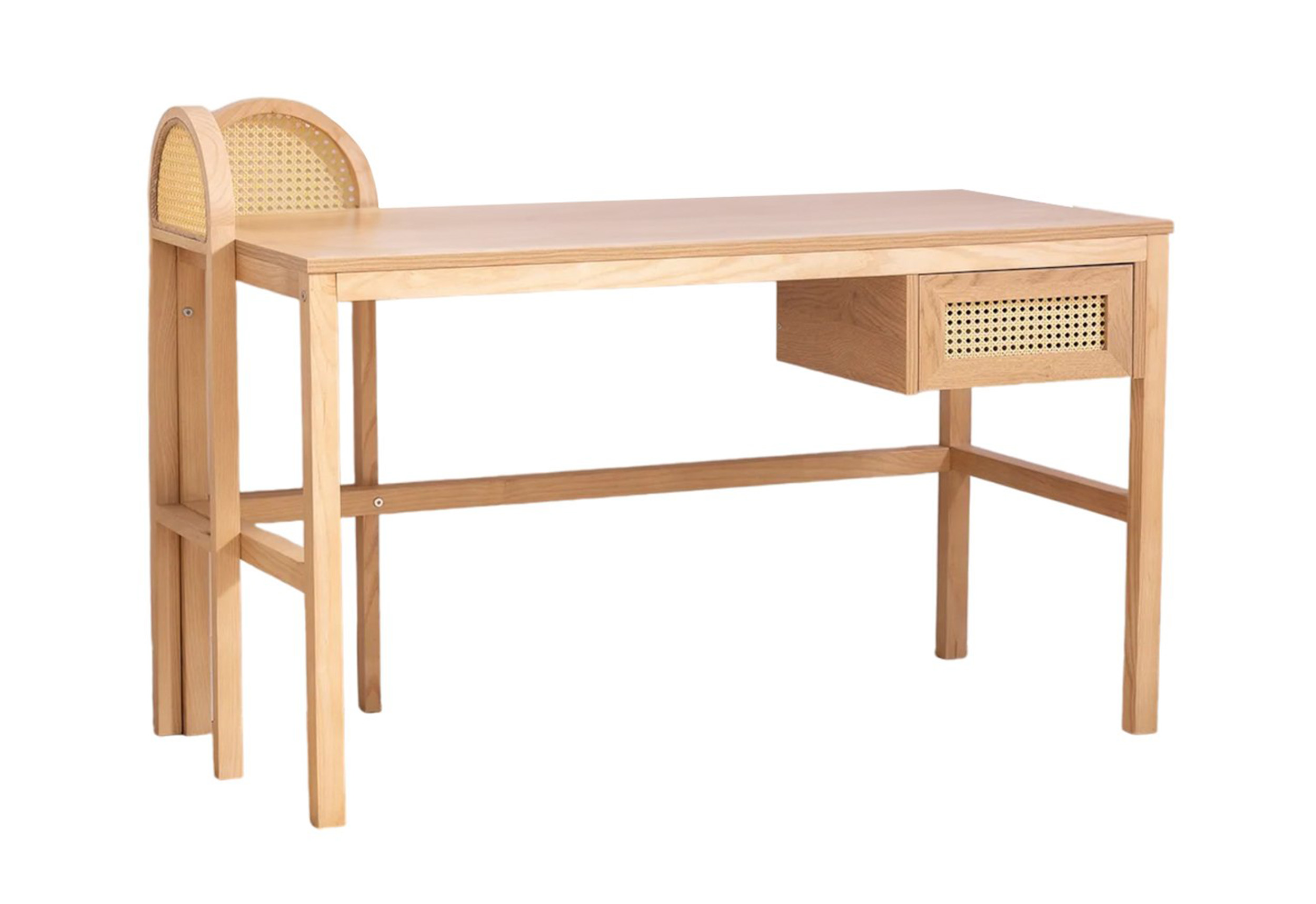 Biurko Crattale 130x60 cm z rattanowymi akcentami - zdjęcie 1