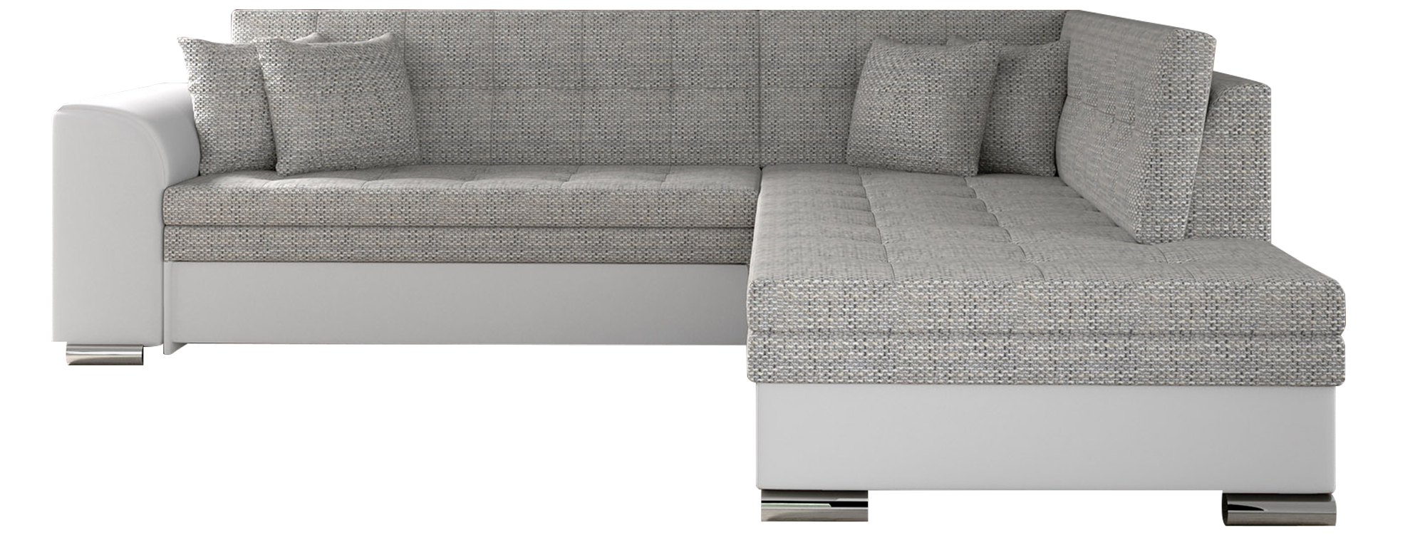 Narożnik z funkcją spania Tianguan L-kształtny szary / biały plecionka / ekoskóra prawostronny - zdjęcie 1