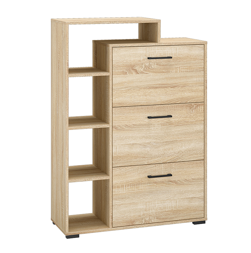 Szafka na buty Mafro z półkami i trzema schowkami 90 cm Sonoma jasna - zdjęcie 1