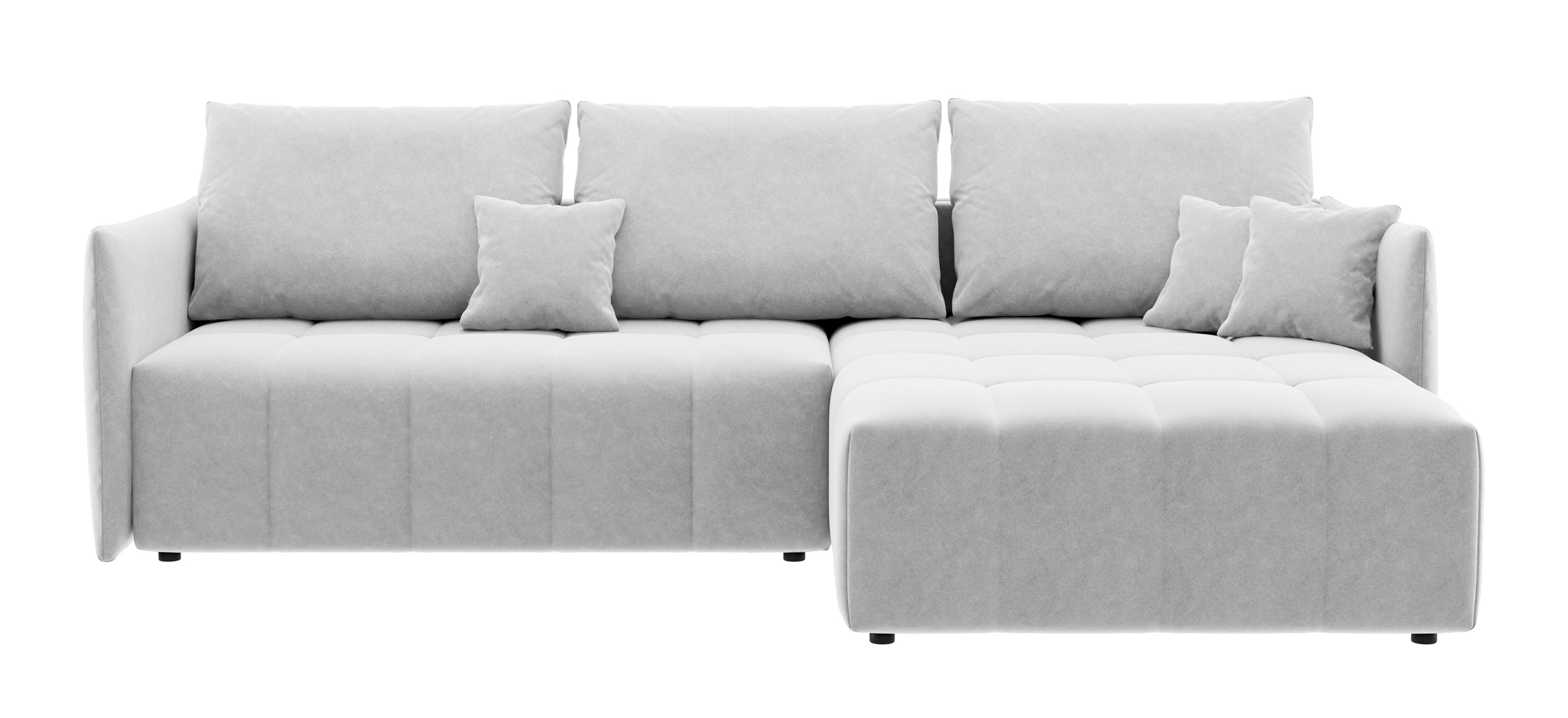 Narożnik z funkcją spania Boquete L-kształtny z pojemnikiem uniwersalny jasnoszary w tkaninie łatwoczyszczącej - zdjęcie 1