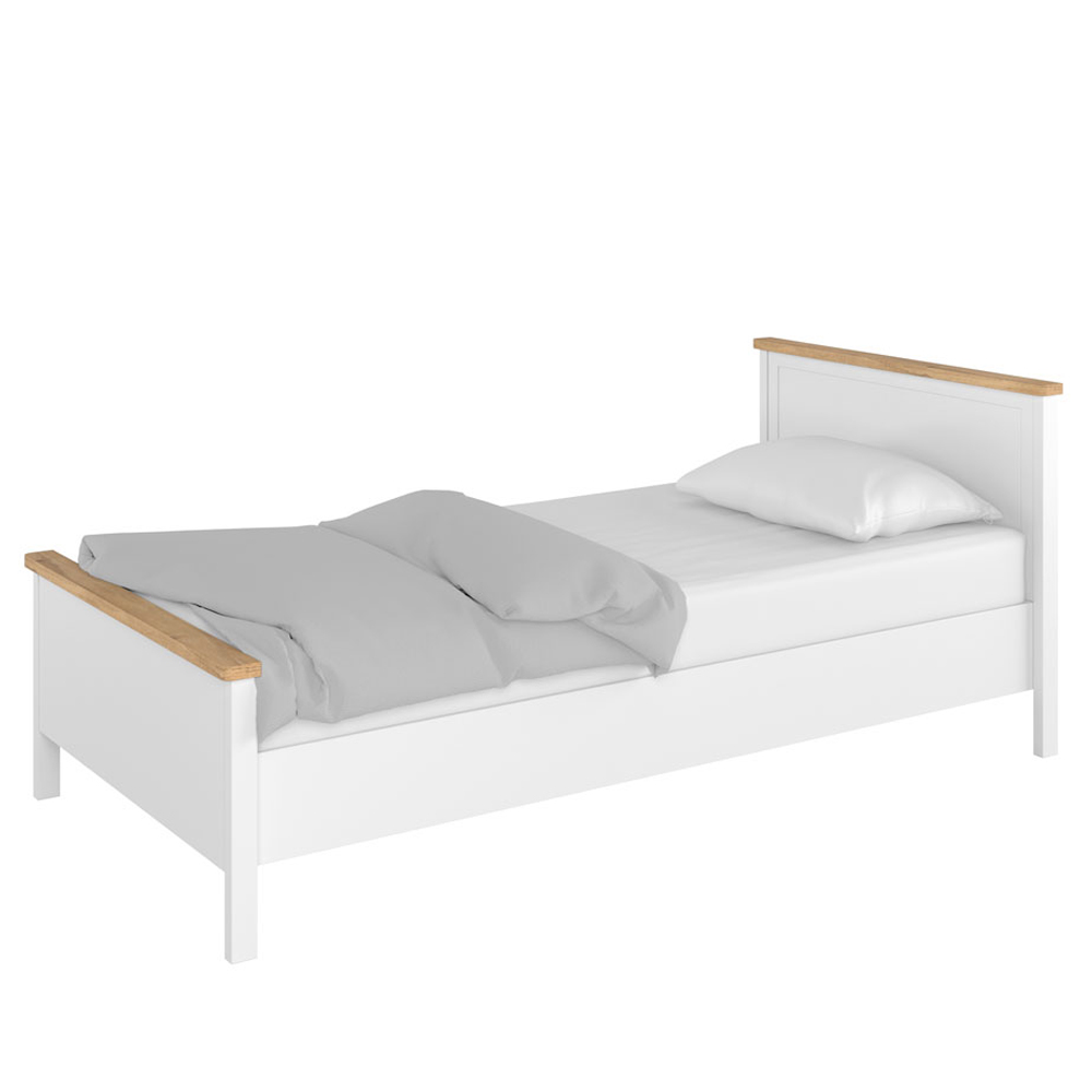 Łóżko jednoosobowe Story z materacem białe-dąb nash 90x200 cm - zdjęcie 1