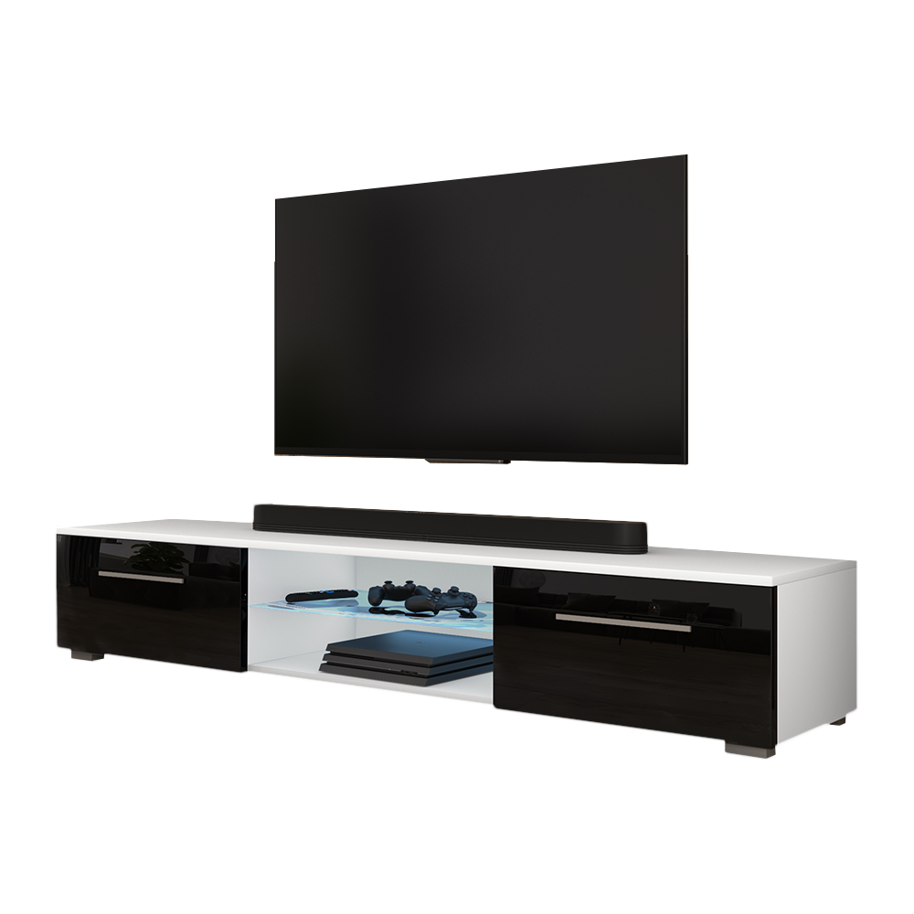 Szafka RTV Syvis Biały mat / Czarny połysk 