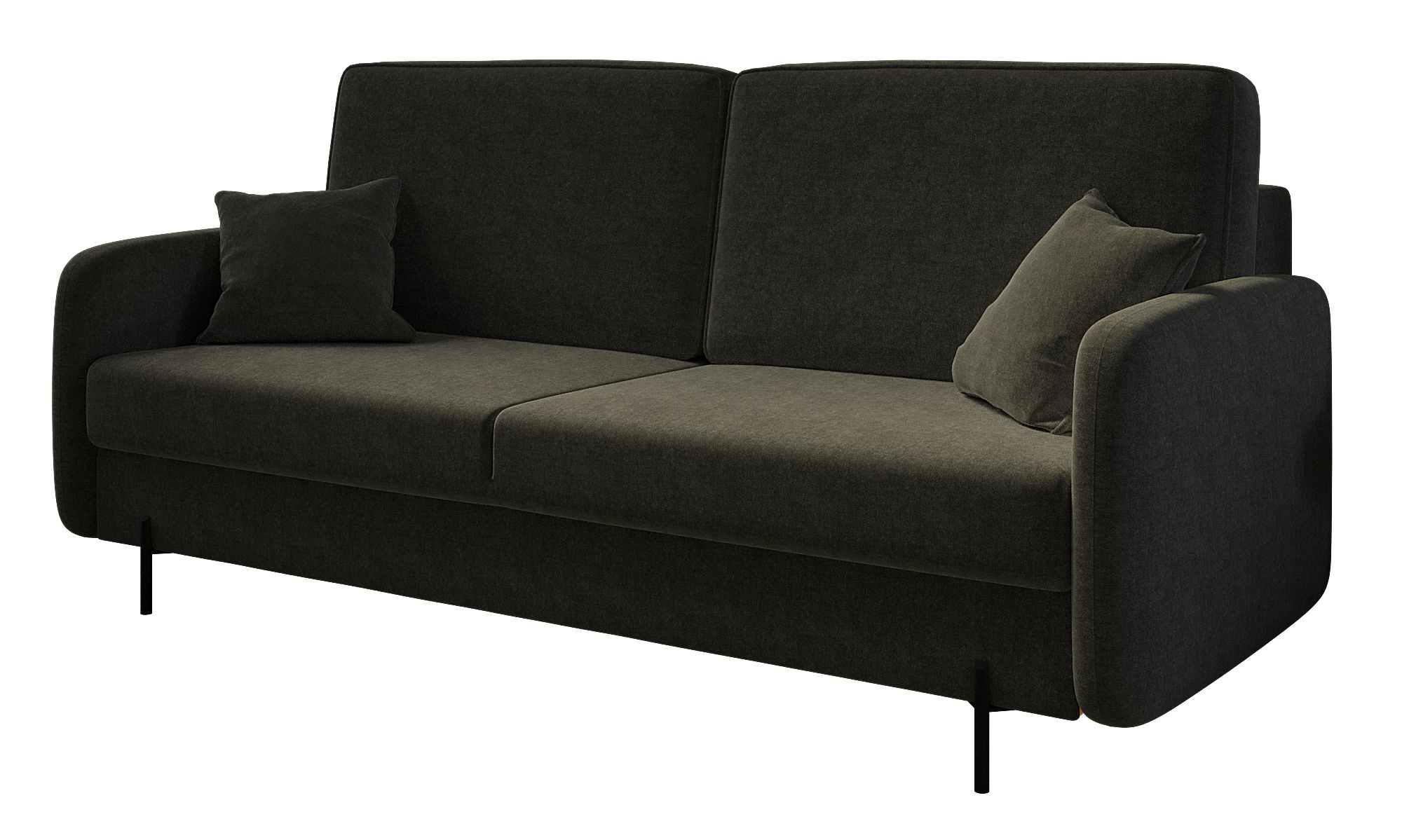 Kanapa rozkładana trzyosobowa Solferina z pojemnikiem czarna w tkaninie łatwoczyszczącej - zdjęcie 1