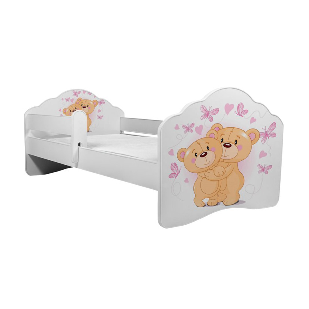 Łóżko dziecięce Sissa 140x70 cm z dwoma misiami z barierką - zdjęcie 1