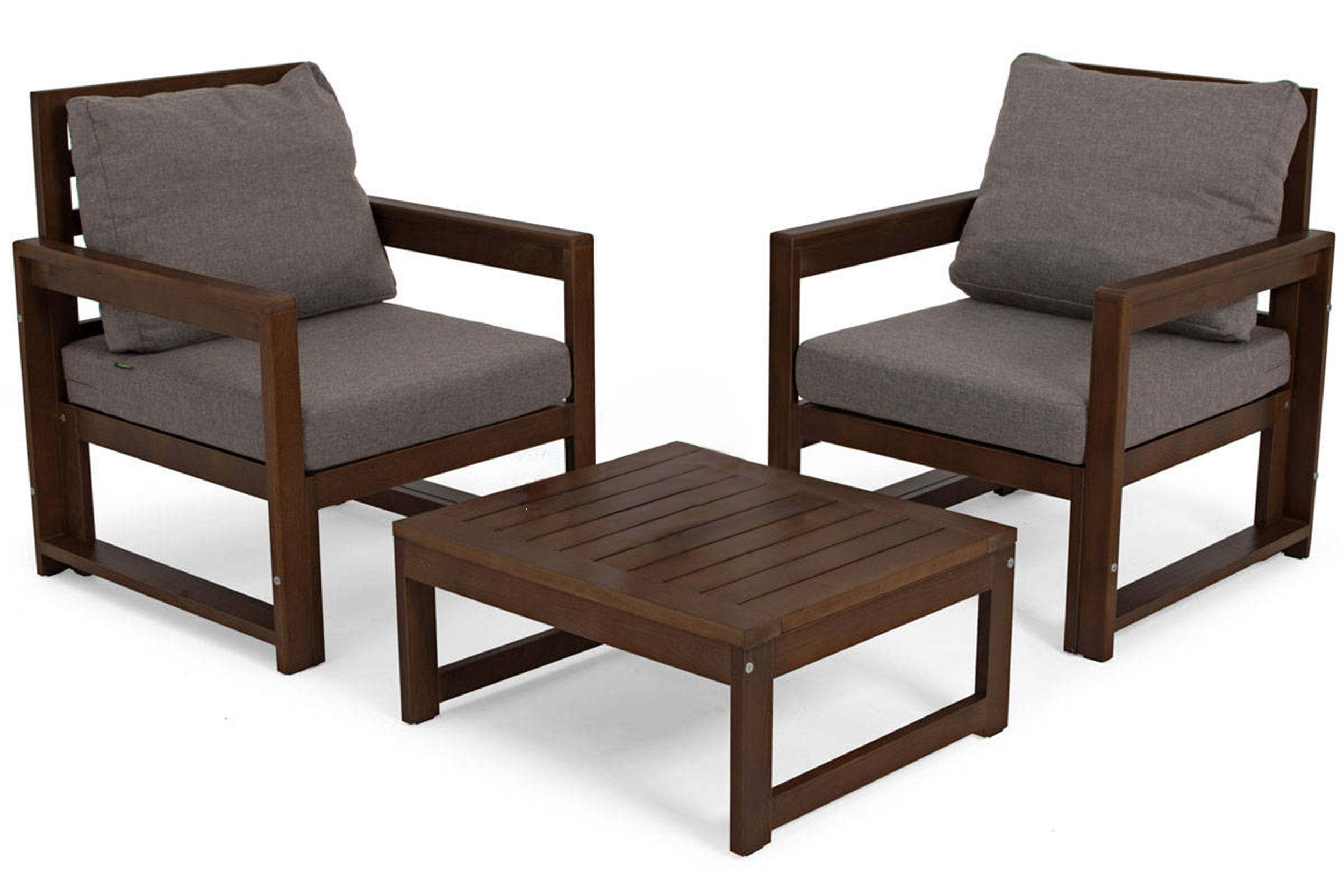 Zestaw mebli ogrodowych Ritalous z dwoma fotelami i stolikiem kawowym ciemnobrązowy/grafitowy - zdjęcie 1