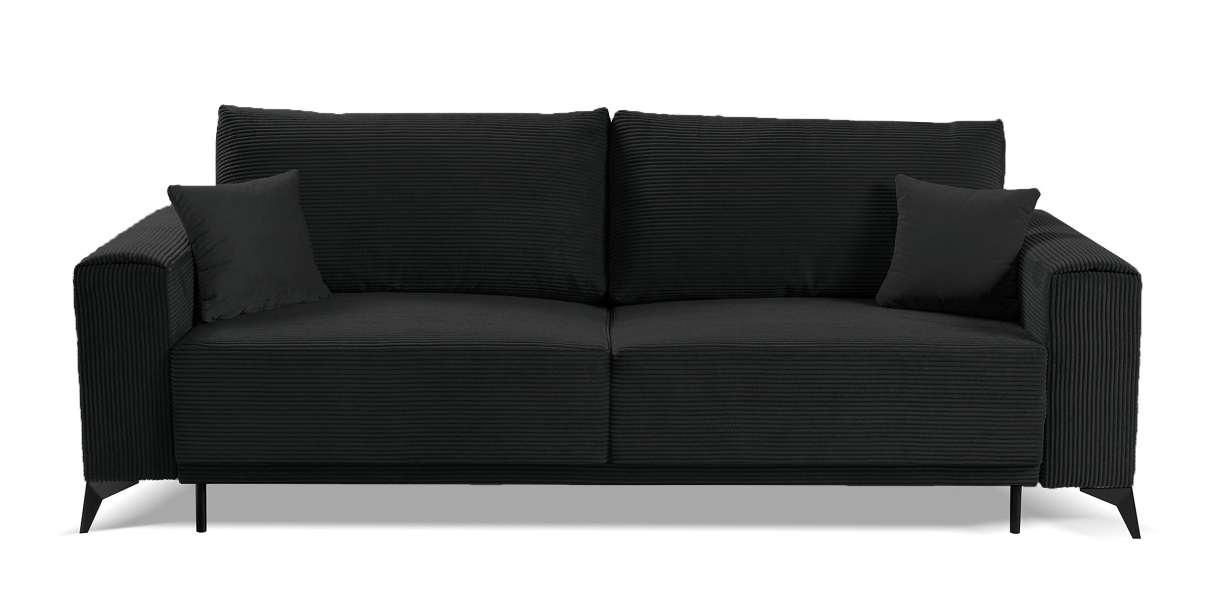 Kanapa rozkładana trzyosobowa Jokiranta z pojemnikiem czarna sztruks - zdjęcie 1