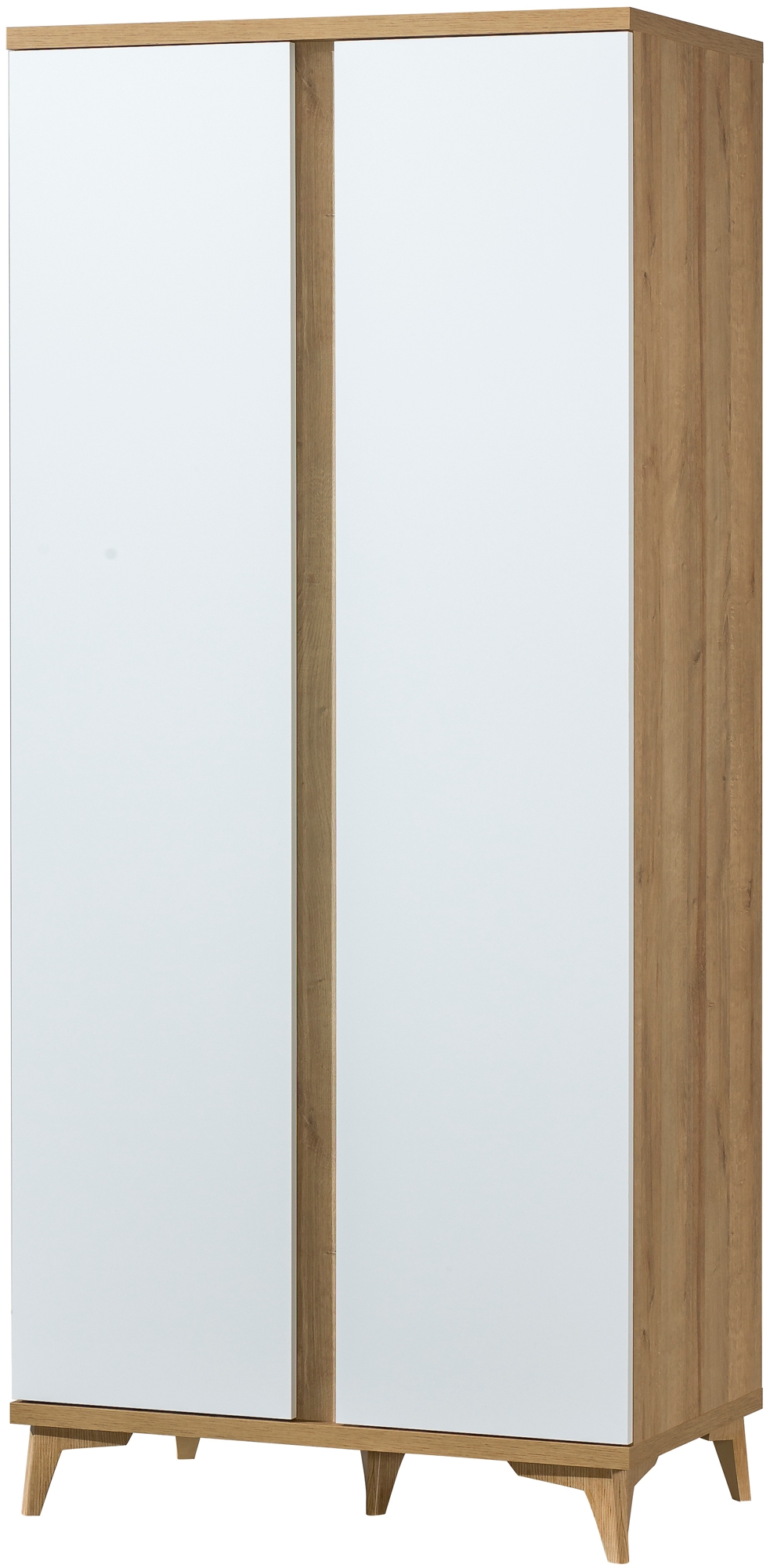 Szafa dwudrzwiowa Wenida dąb riva / biały połysk - zdjęcie 1